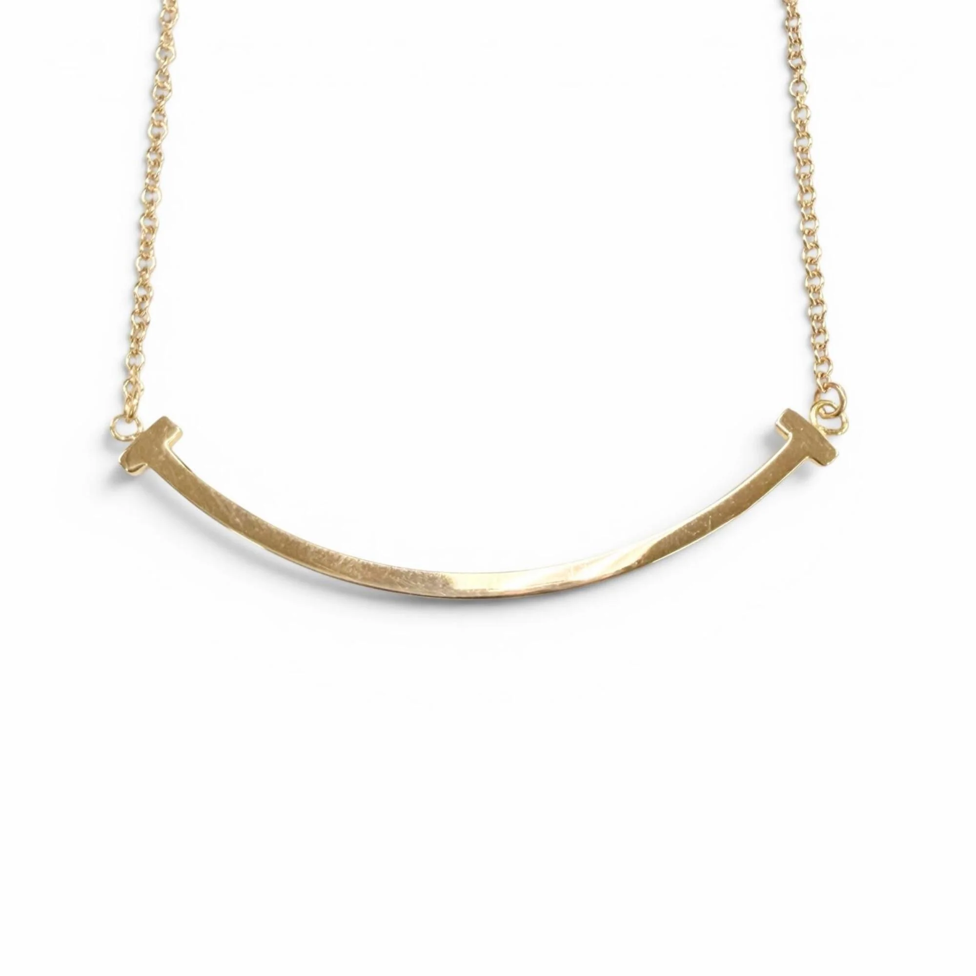 T Smile Pendant Necklace 18K Rose Gold