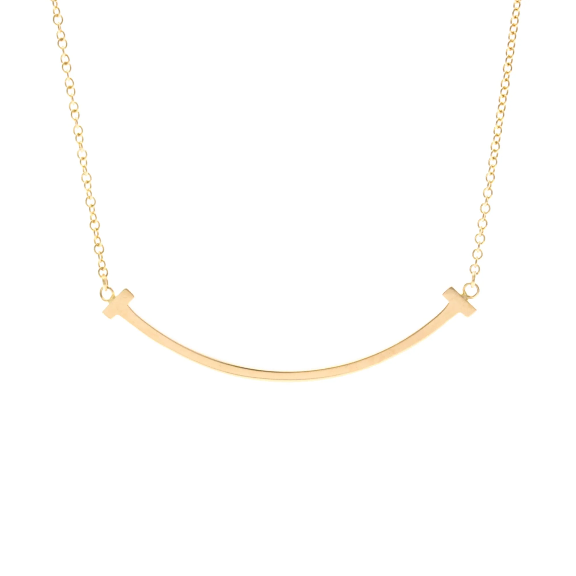 T Smile Pendant Necklace 18K Rose Gold