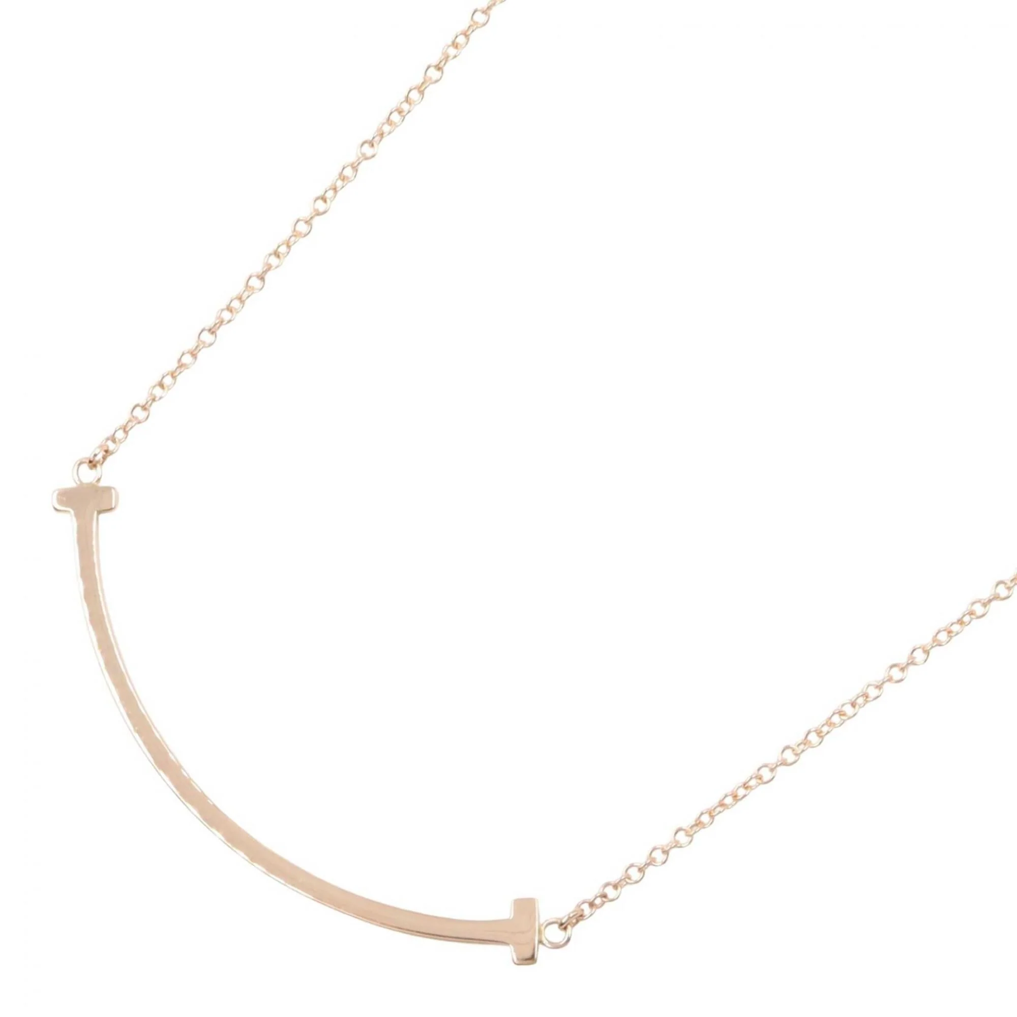 T Smile Pendant Necklace 18K Rose Gold