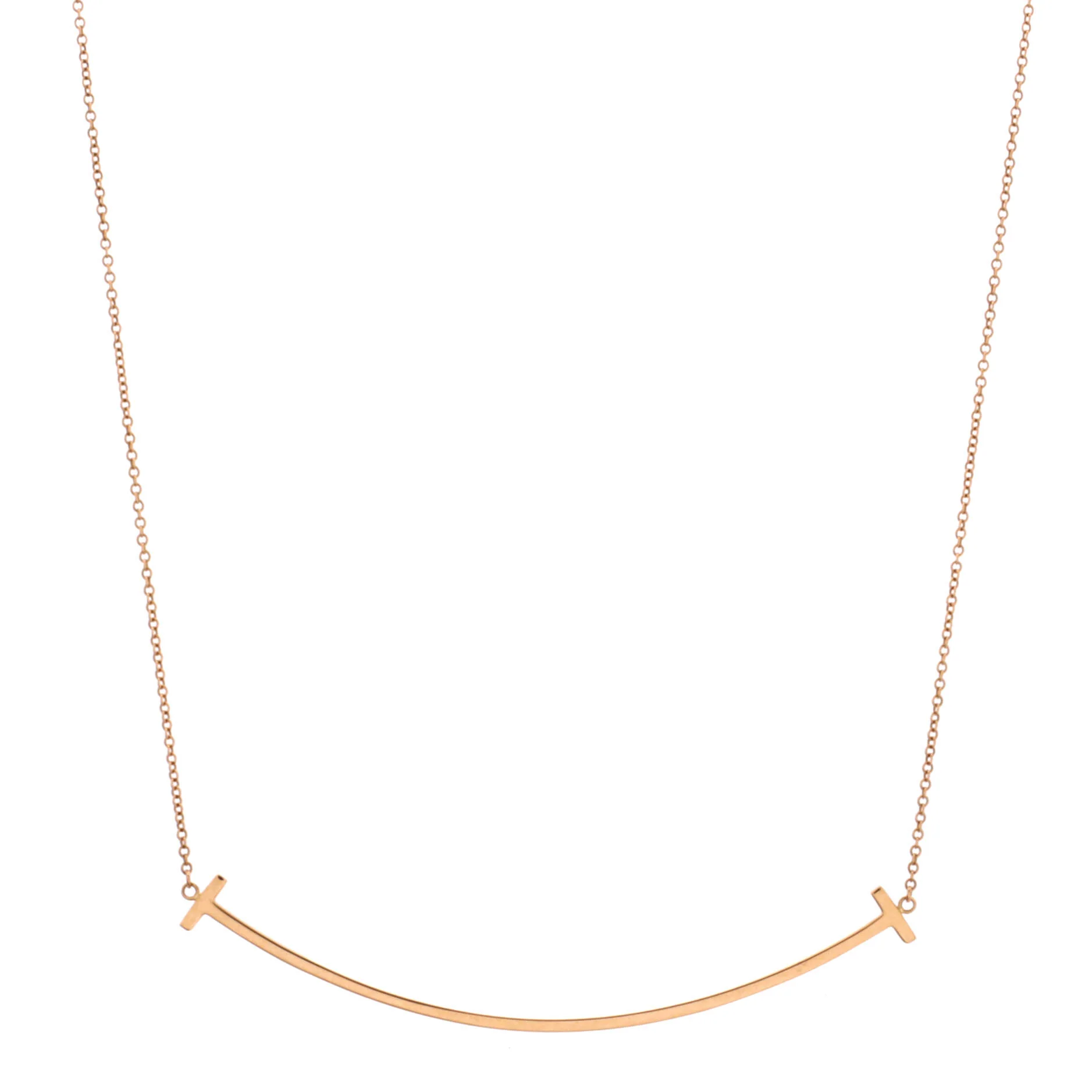 T Smile Pendant Necklace 18K Rose Gold Large