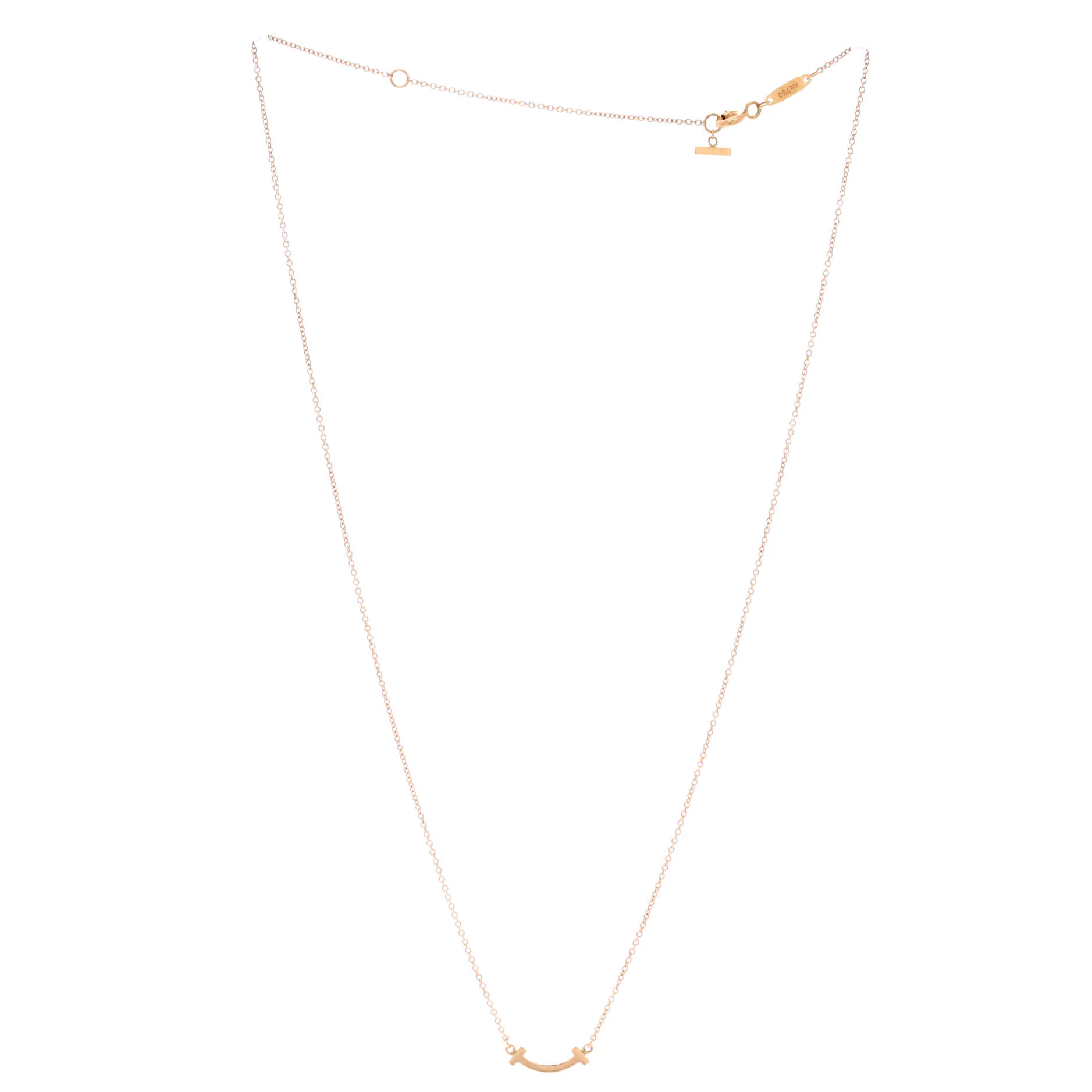 T Smile Pendant Necklace 18K Rose Gold Mini - Image 3