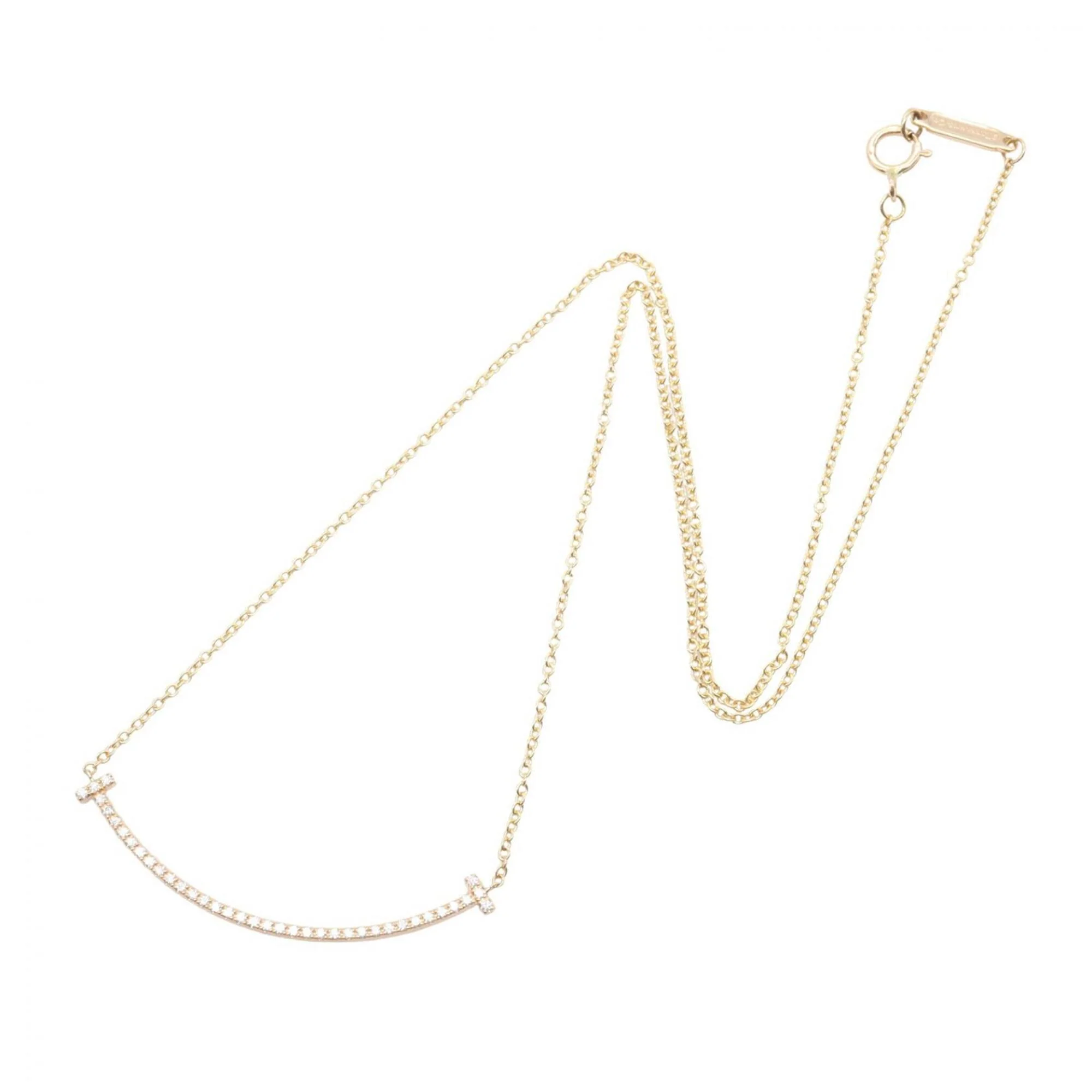 T Smile Pendant Necklace 18K Rose Gold with Diamonds - Image 2