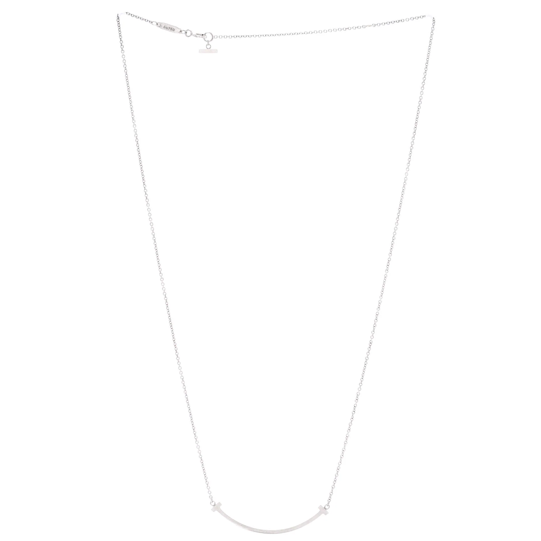 T Smile Pendant Necklace 18K White Gold Small - Image 2