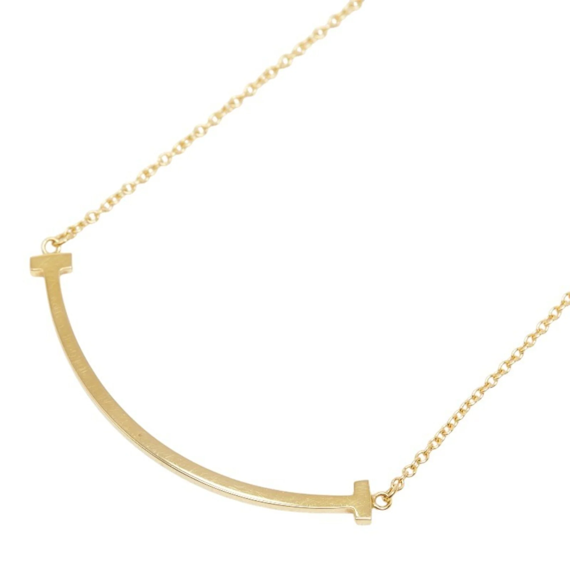 T Smile Pendant Necklace 18K Yellow Gold