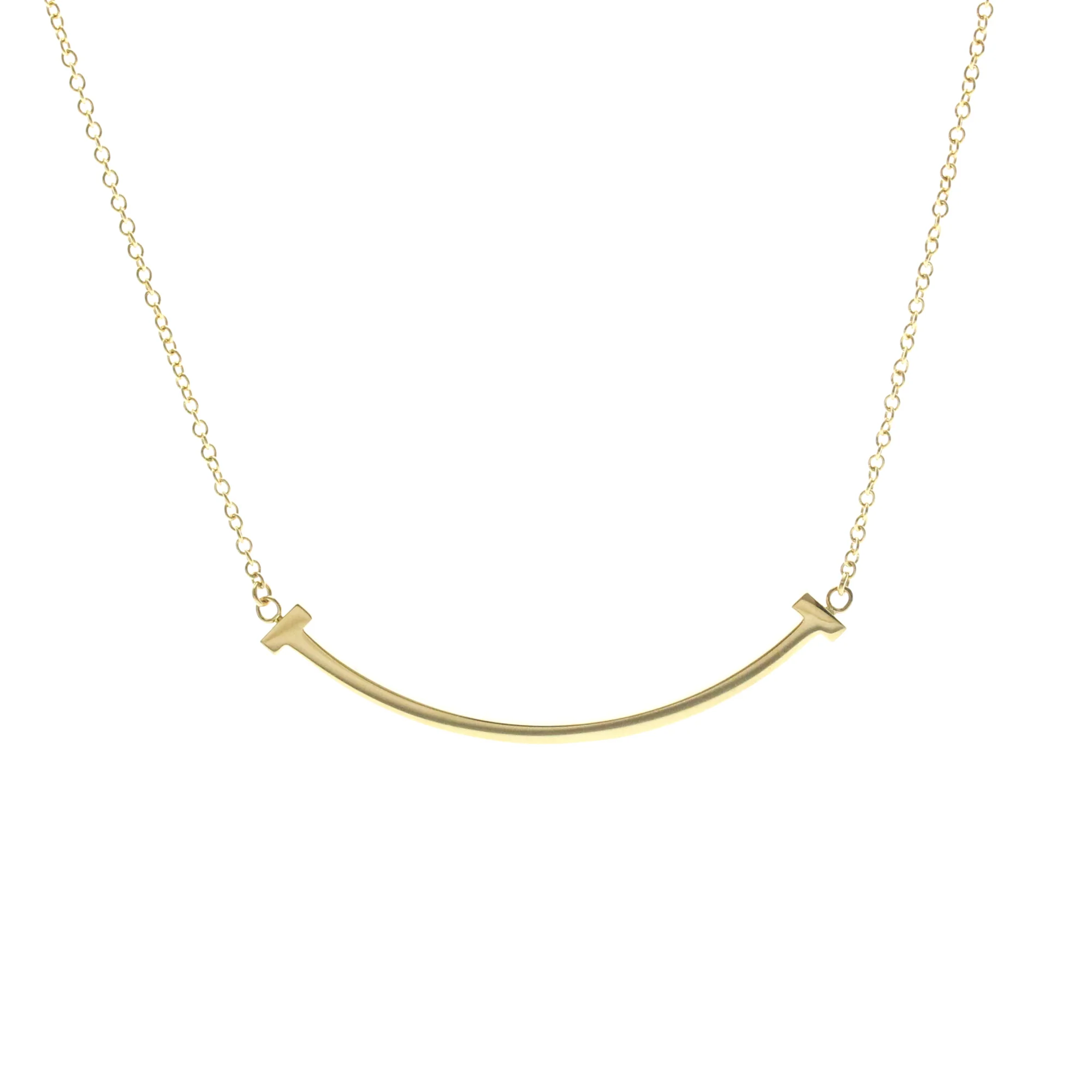 T Smile Pendant Necklace 18K Yellow Gold