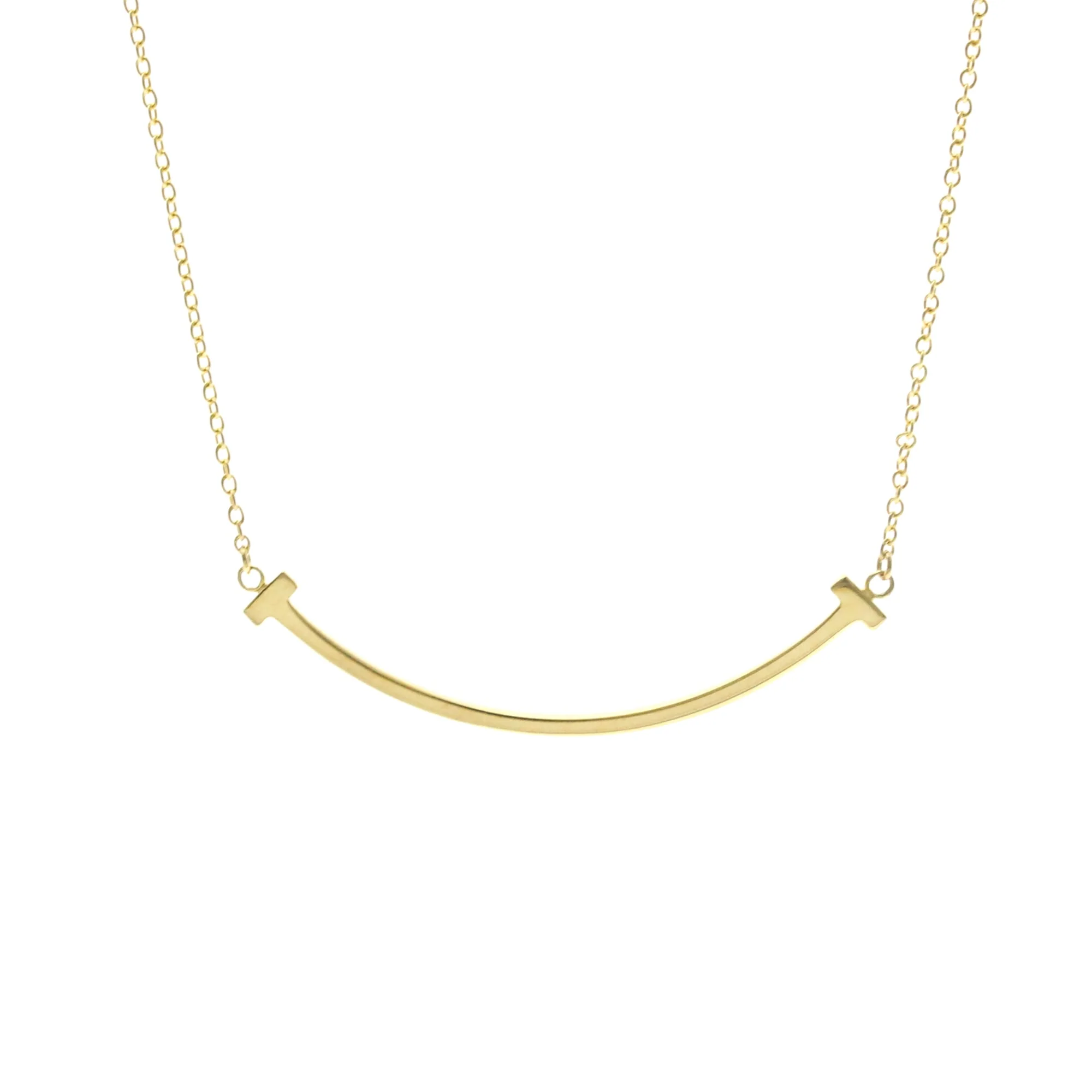 T Smile Pendant Necklace 18K Yellow Gold