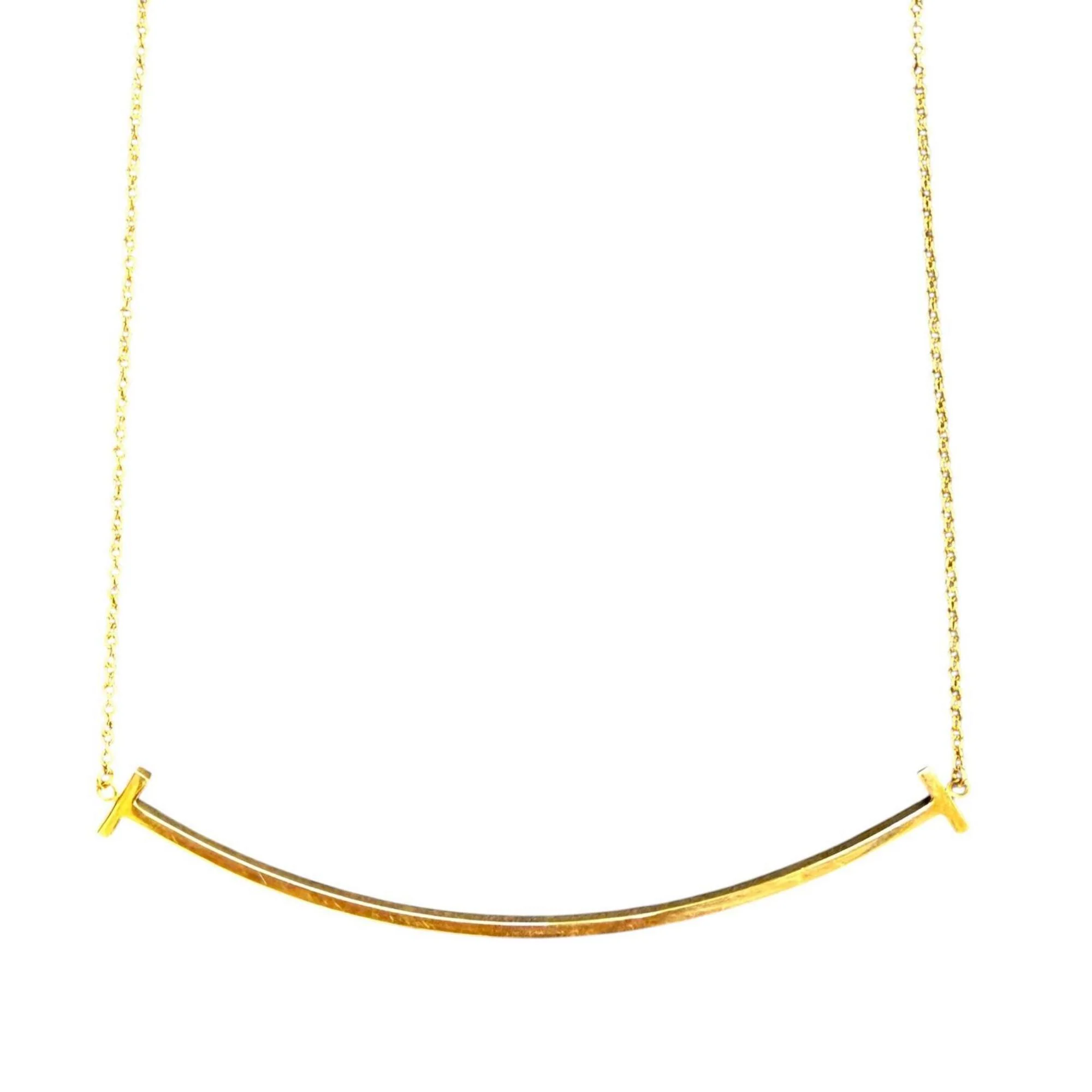 T Smile Pendant Necklace 18K Yellow Gold