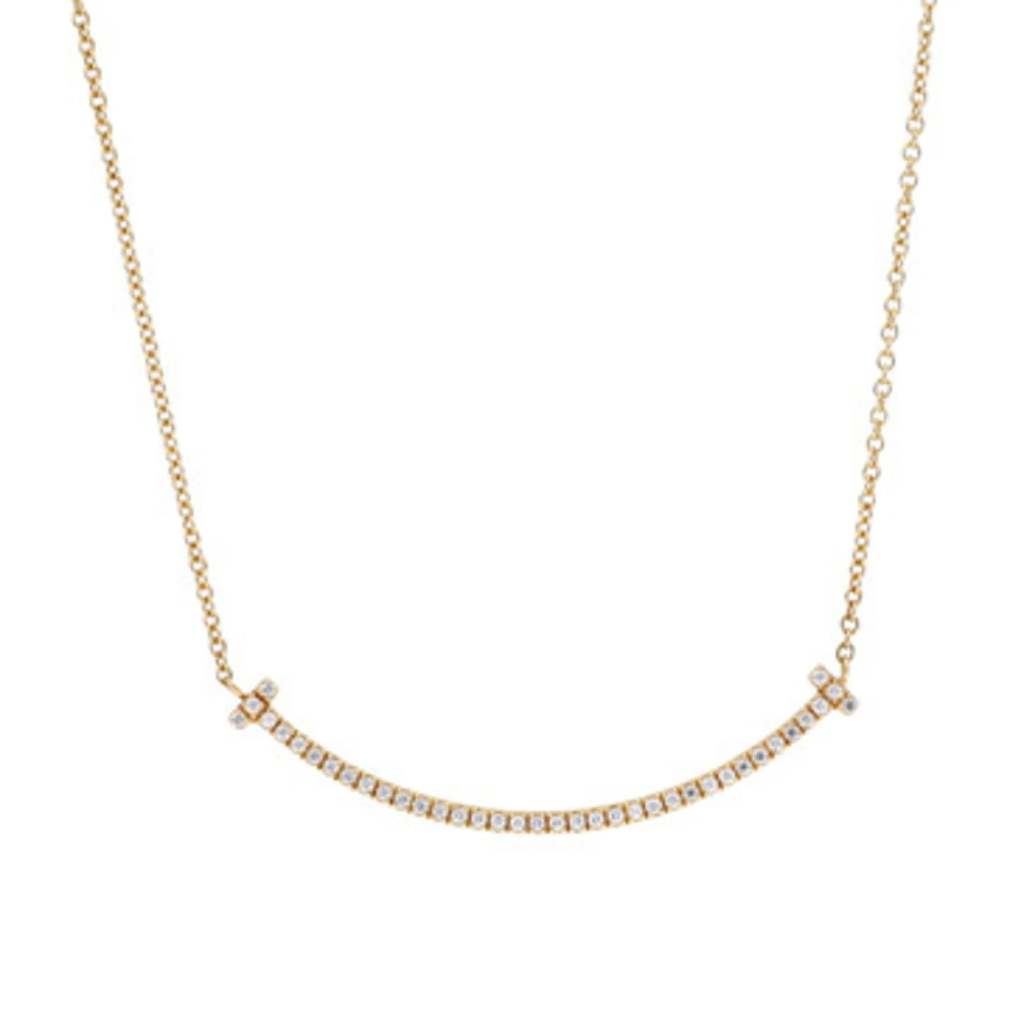 T Smile Pendant Necklace 18K Yellow Gold