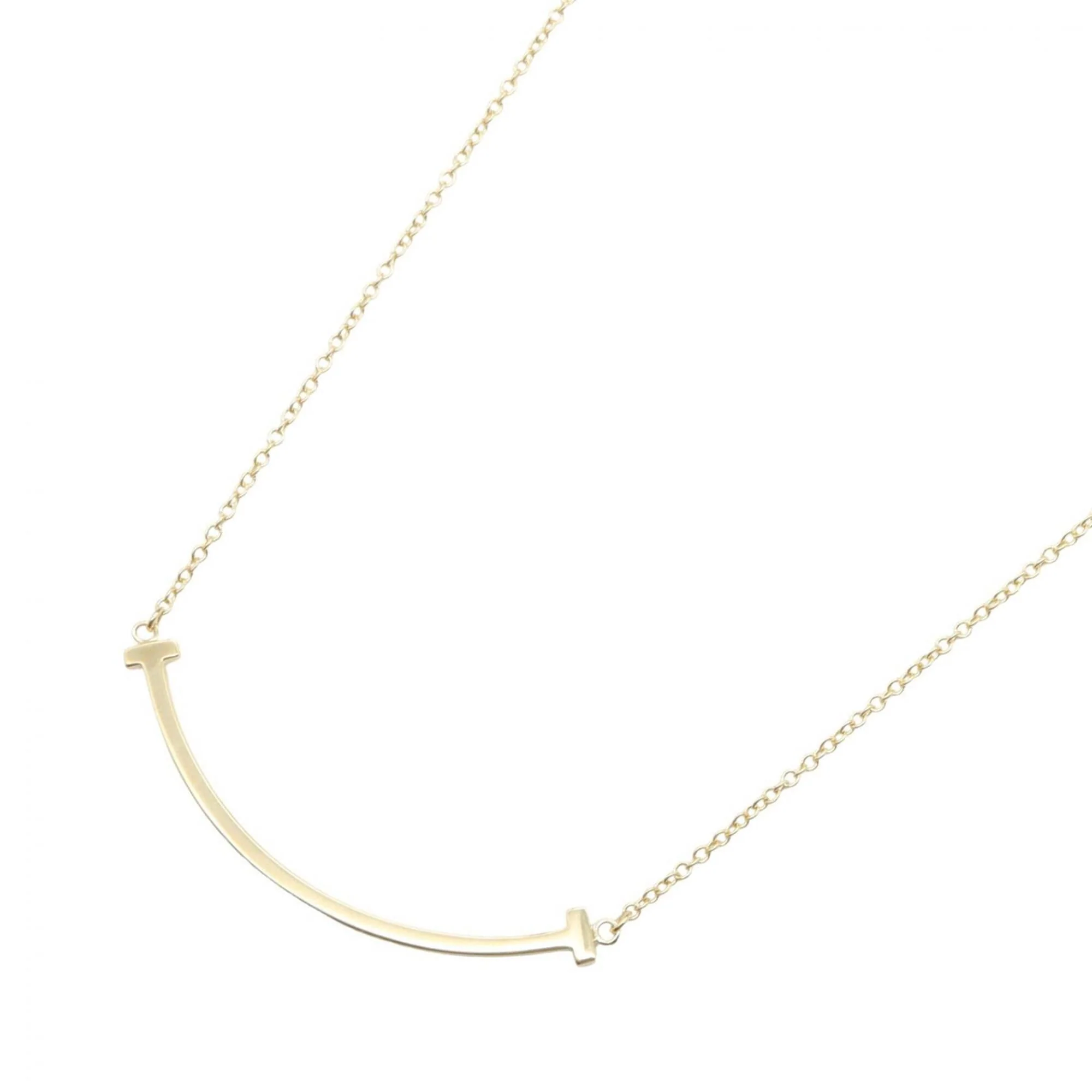 T Smile Pendant Necklace 18K Yellow Gold