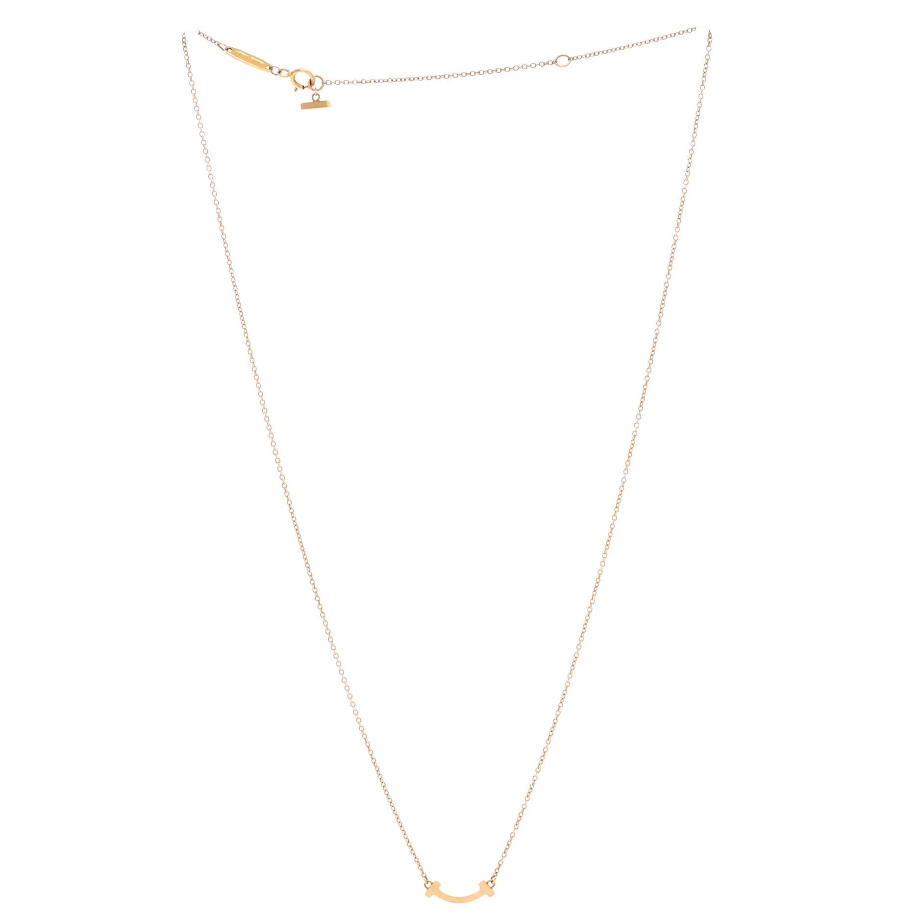 T Smile Pendant Necklace 18K Rose Gold Mini - Image 2