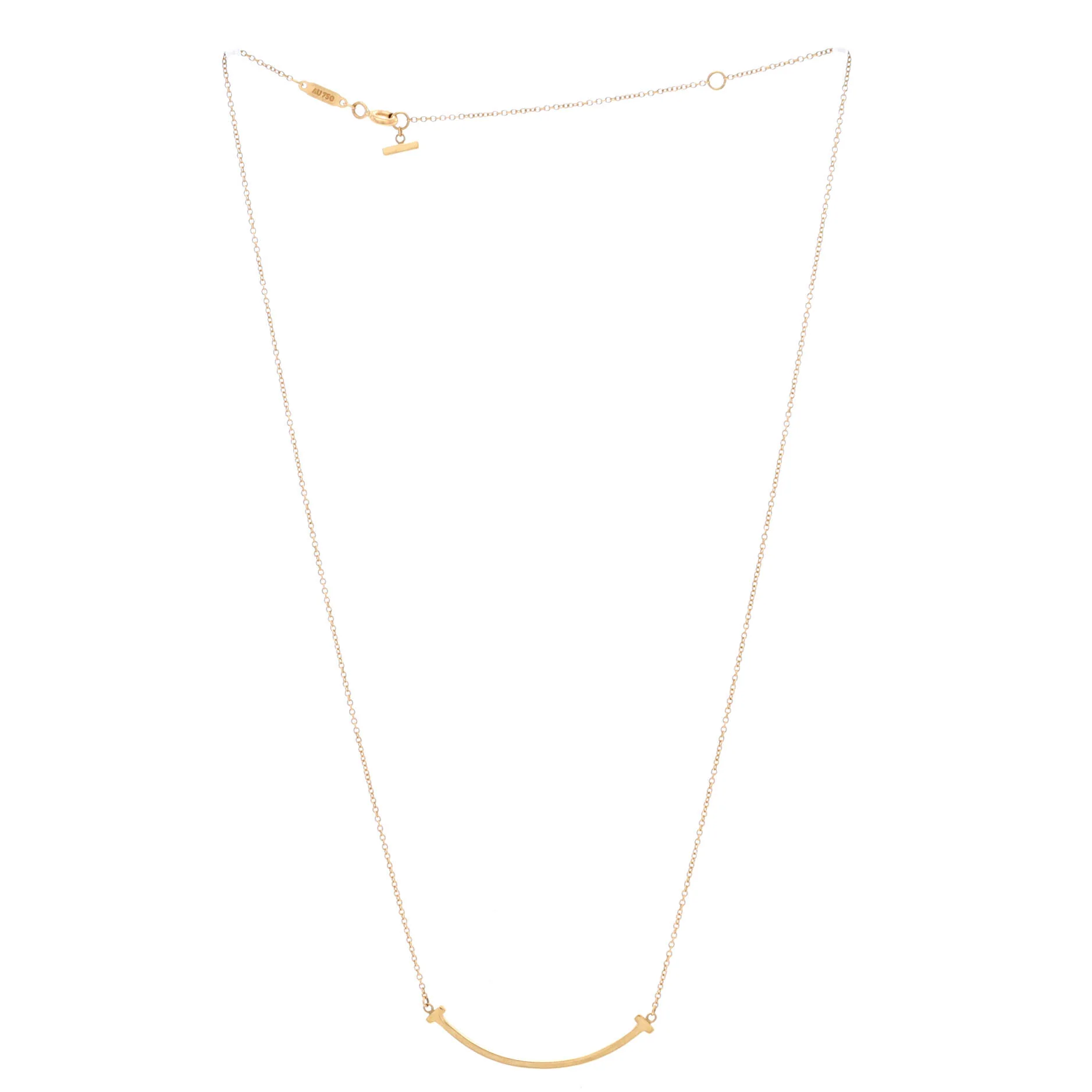 T Smile Pendant Necklace 18K Yellow Gold Small - Image 2