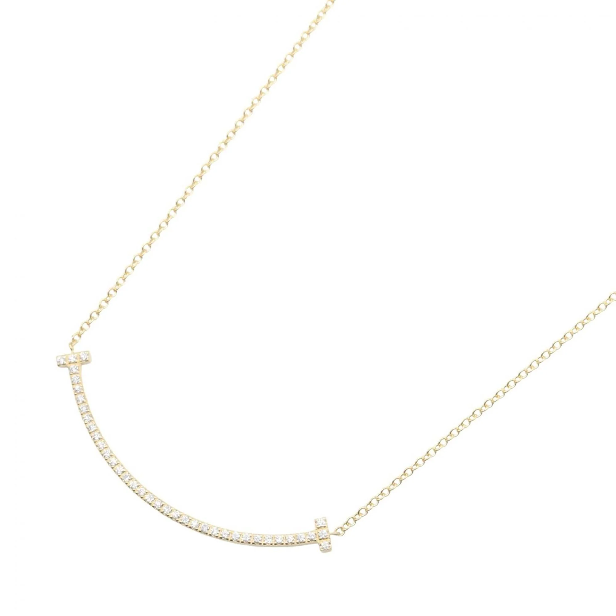 T Smile Pendant Necklace 18K Yellow Gold with Diamonds