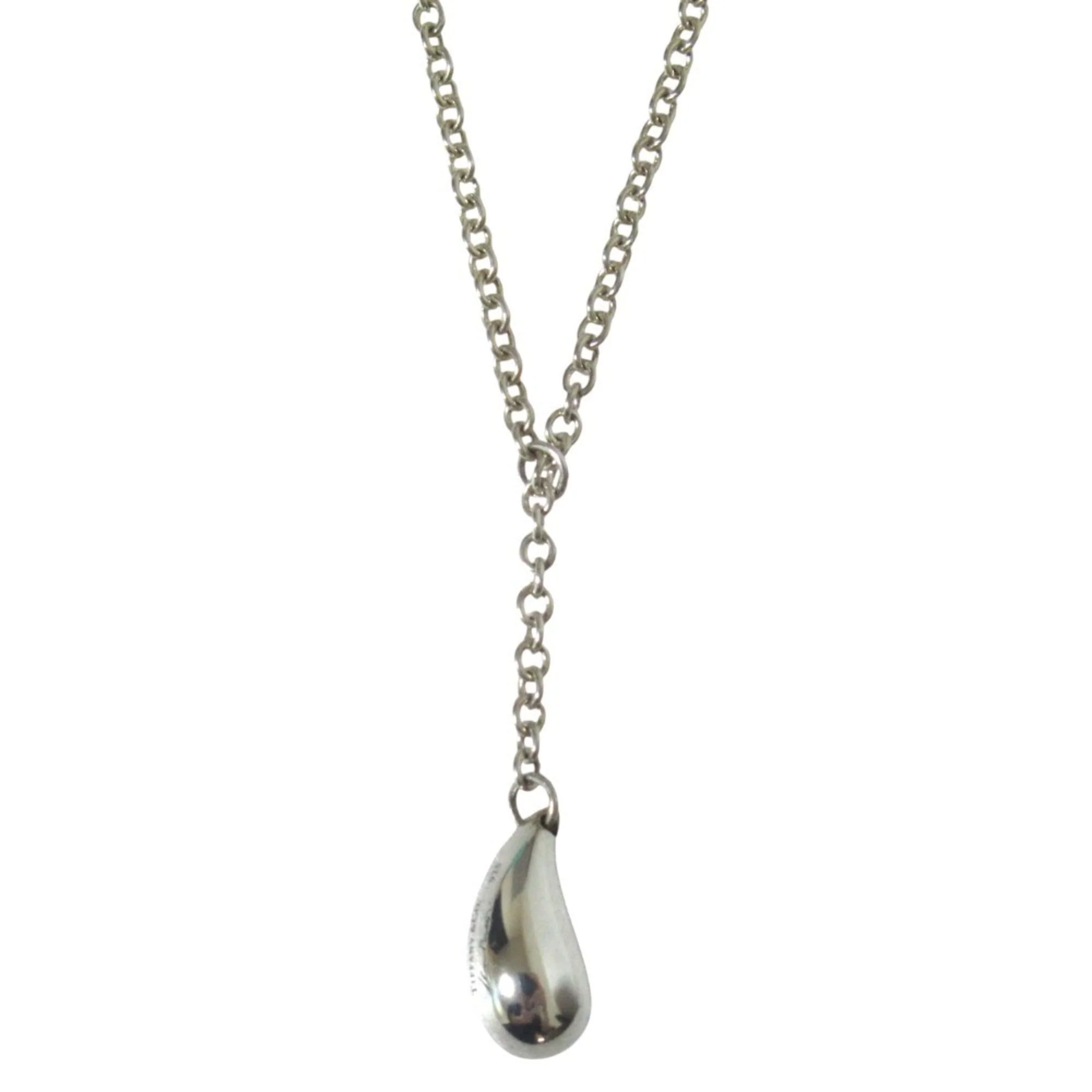 Teardrop Lariat Pendant Necklace Sterling Silver