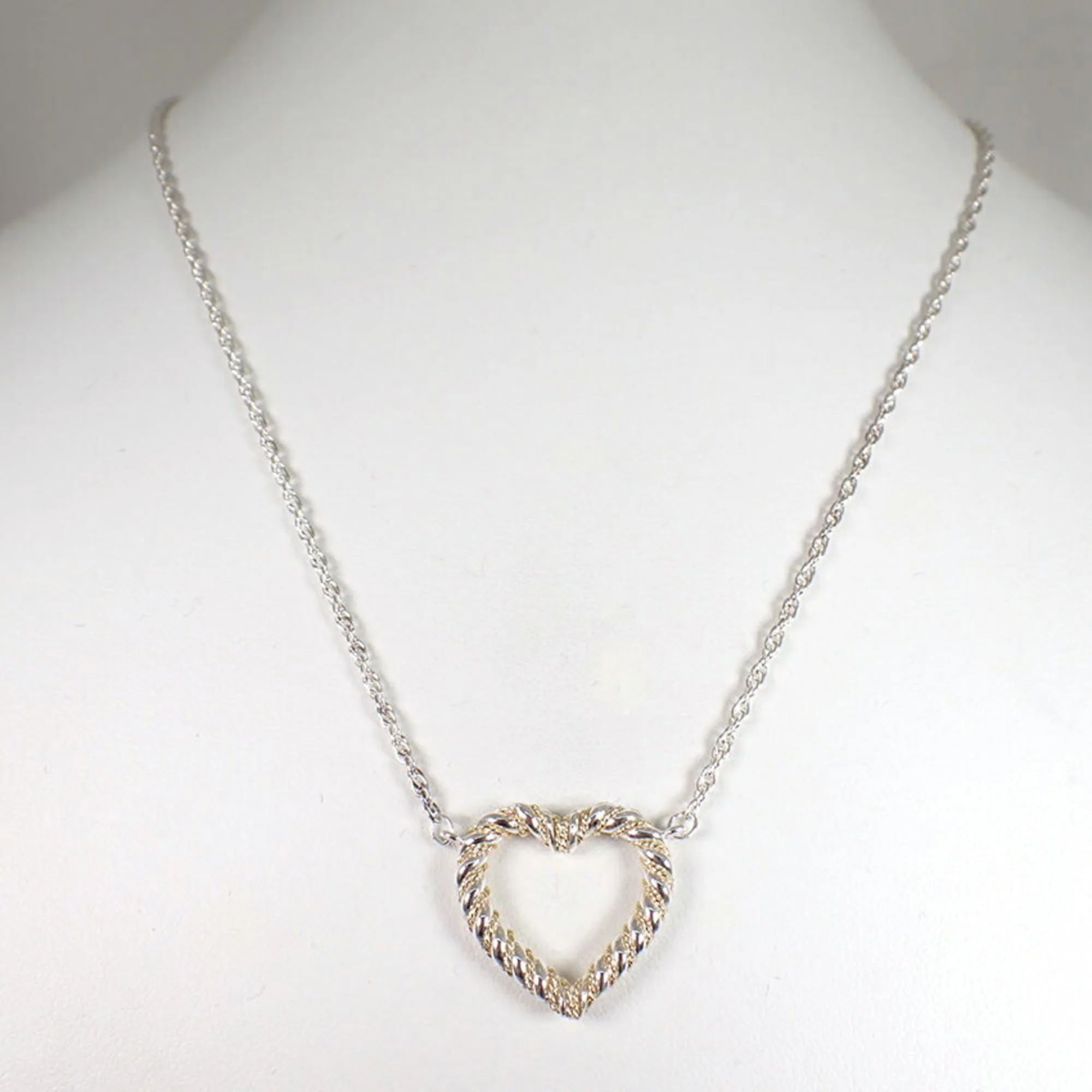 Twist Heart Pendant Necklace Sterling Silver and 18K Yellow Gold - Image 3