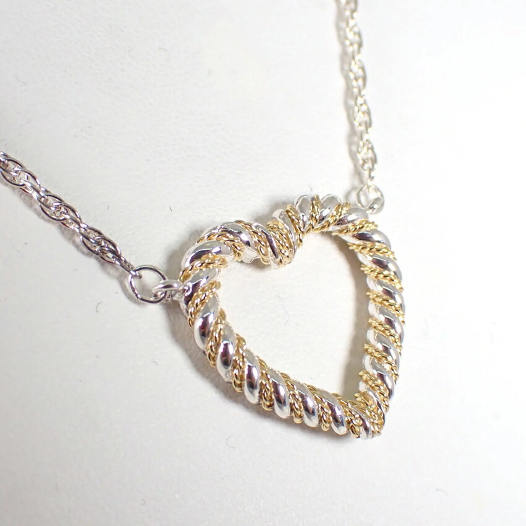 Twist Heart Pendant Necklace Sterling Silver and 18K Yellow Gold - Image 4