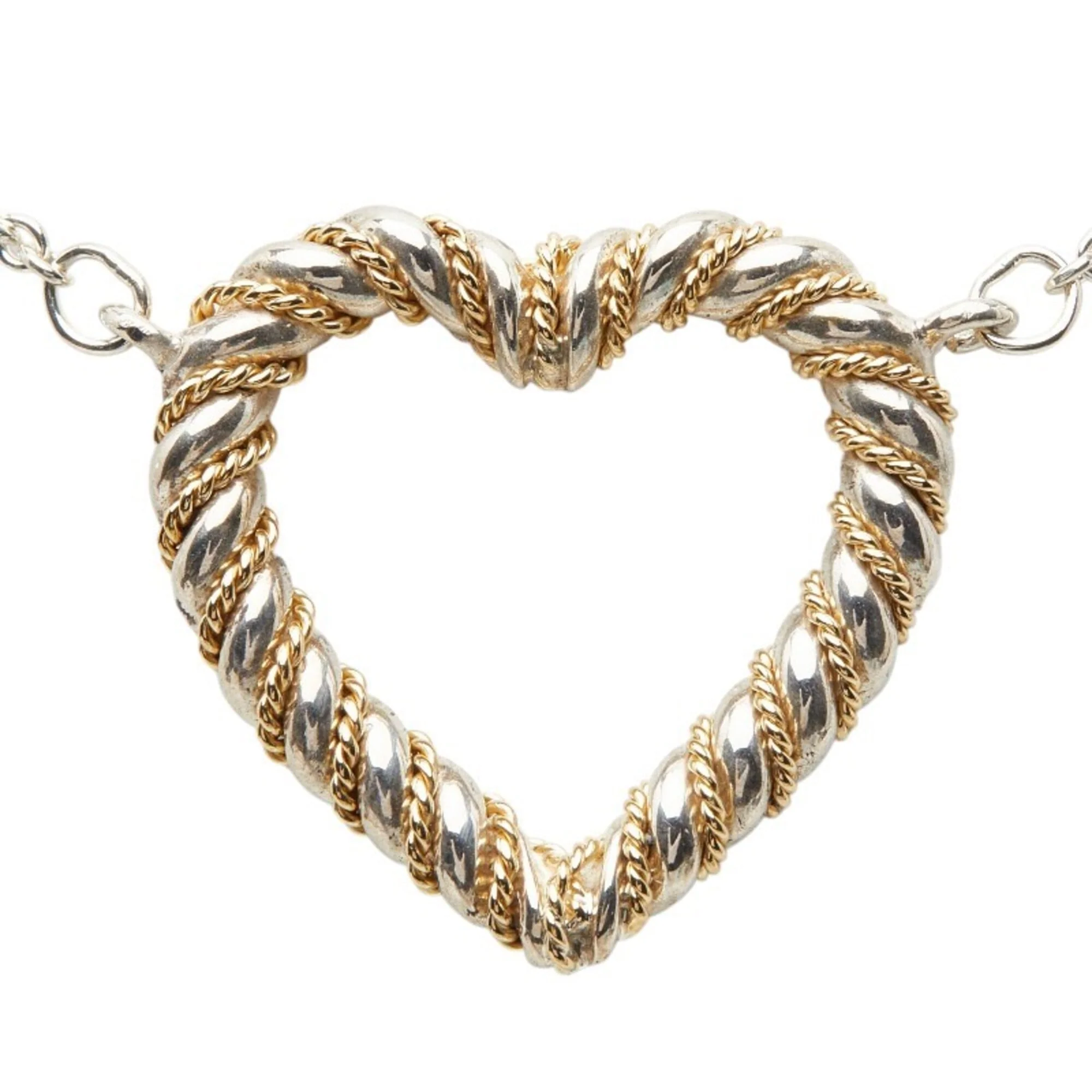 Twist Heart Pendant Necklace Sterling Silver and 18K Yellow Gold - Image 2