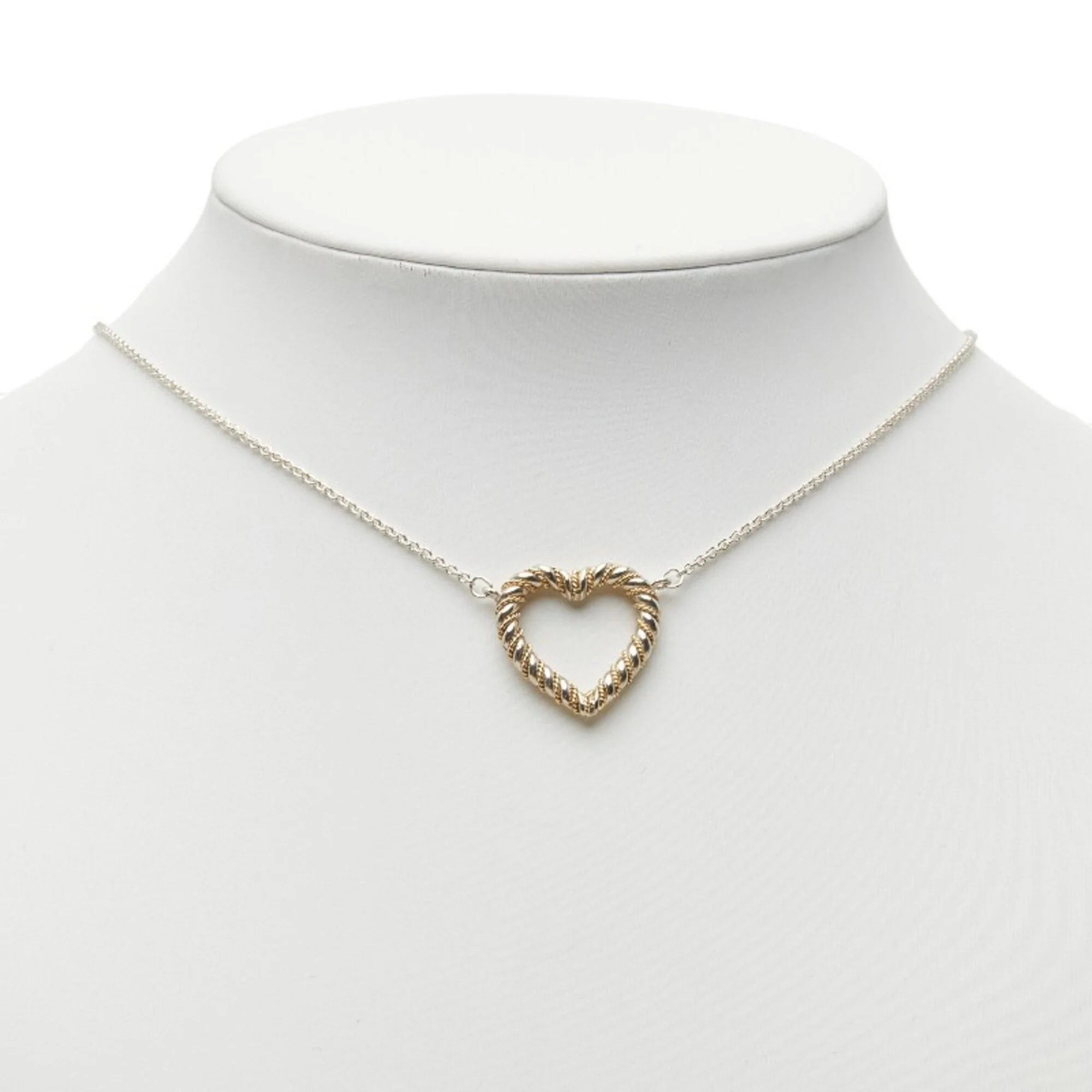 Twist Heart Pendant Necklace Sterling Silver and 18K Yellow Gold - Image 8