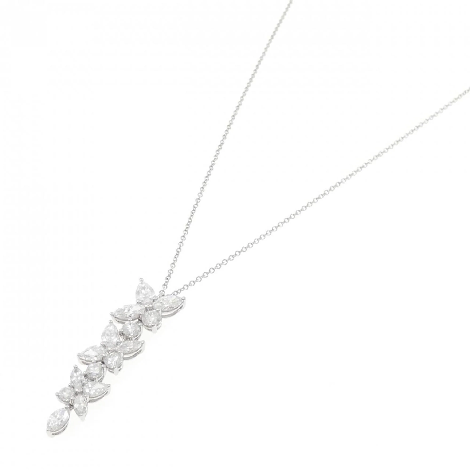 Victoria Mix Cluster Drop Pendant Necklace Platinum - Image 2