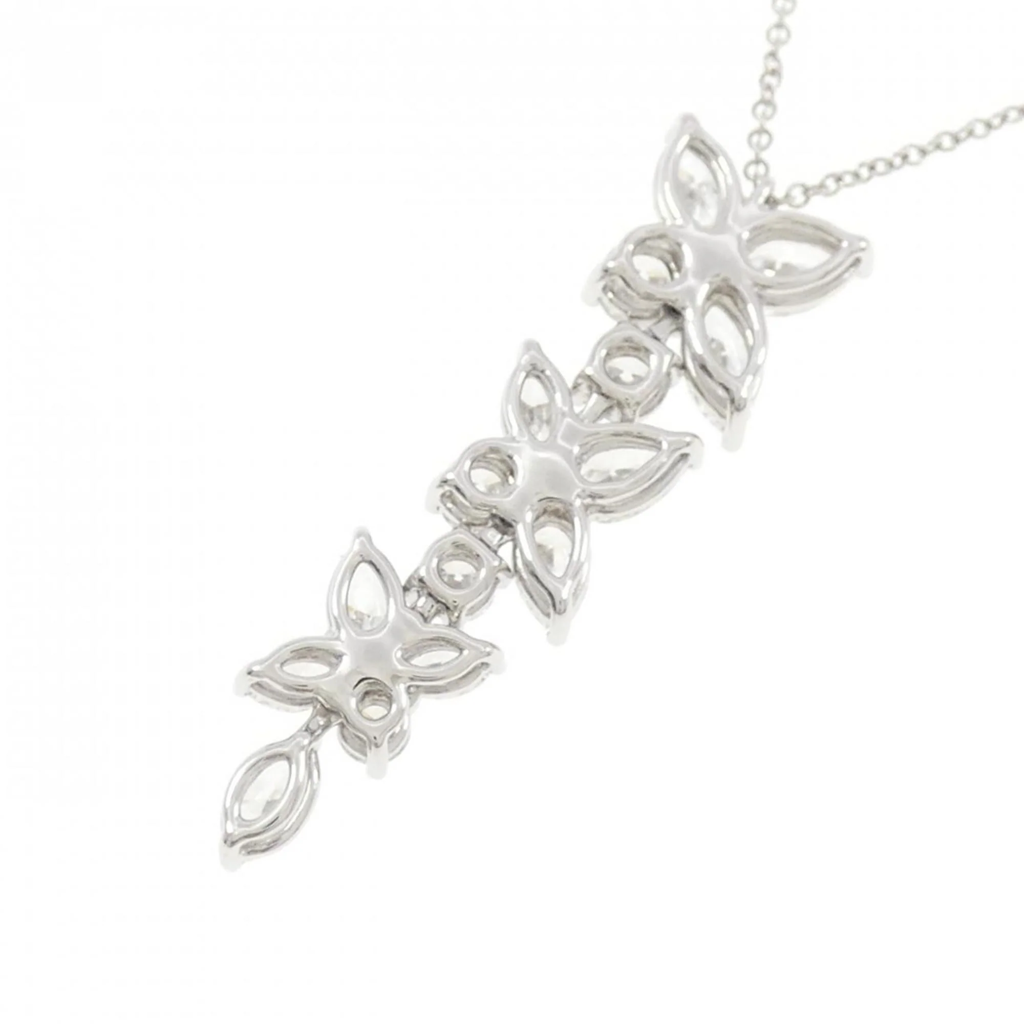 Victoria Mix Cluster Drop Pendant Necklace Platinum - Image 4