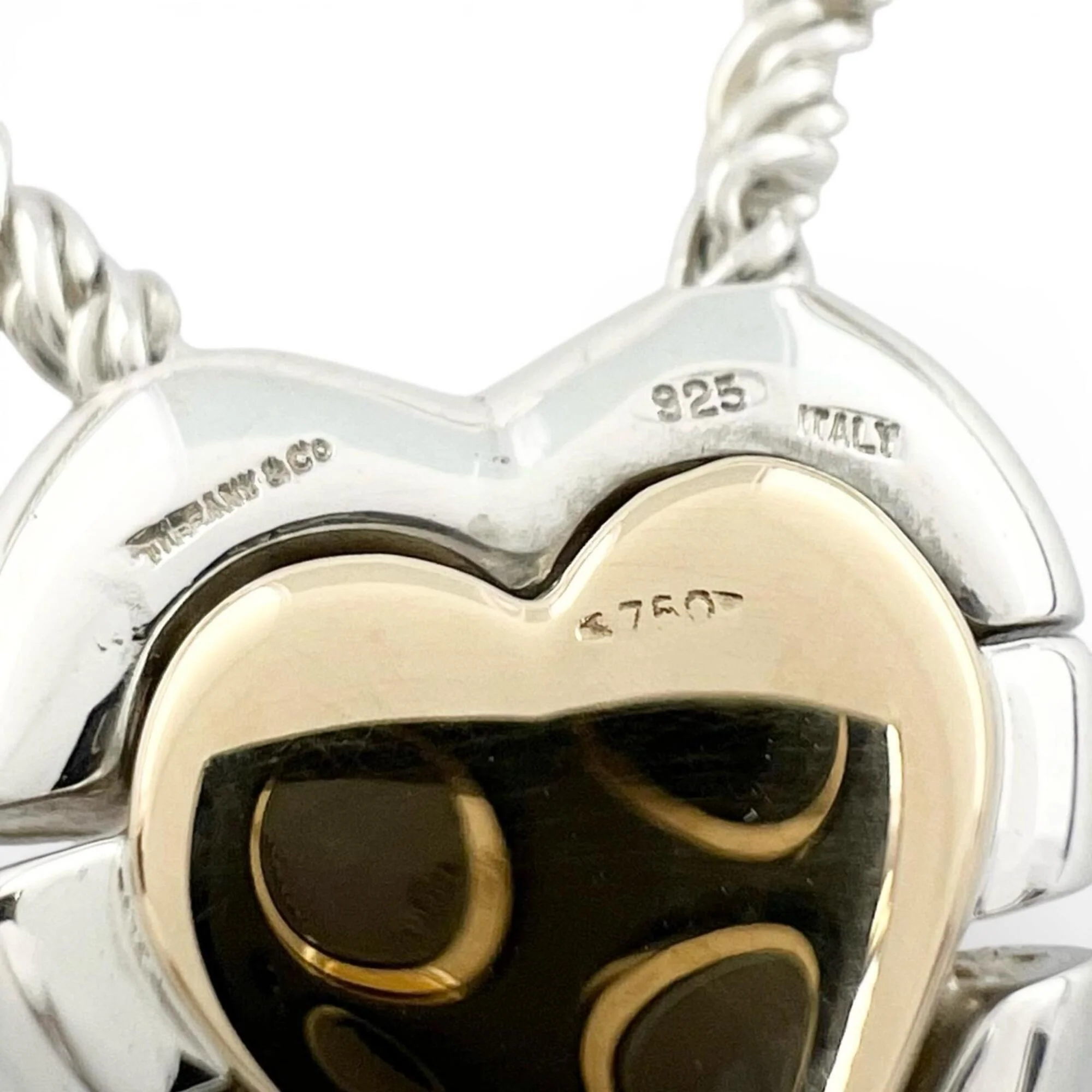 Vintage Double Heart Puzzle Pendant Necklace Sterling Silver - Image 8
