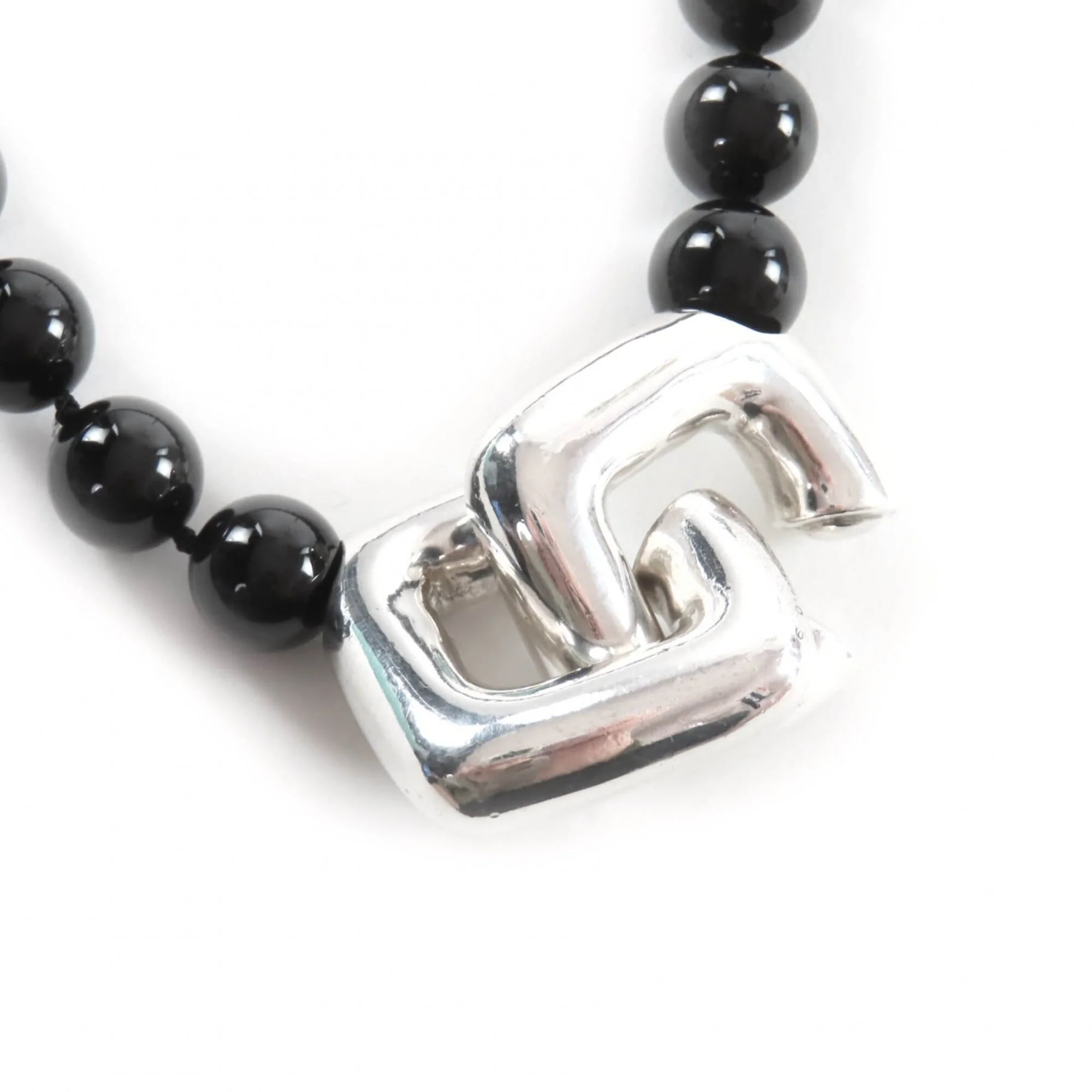 Vintage Pendant Necklace Sterling Silver with Onyx - Image 3
