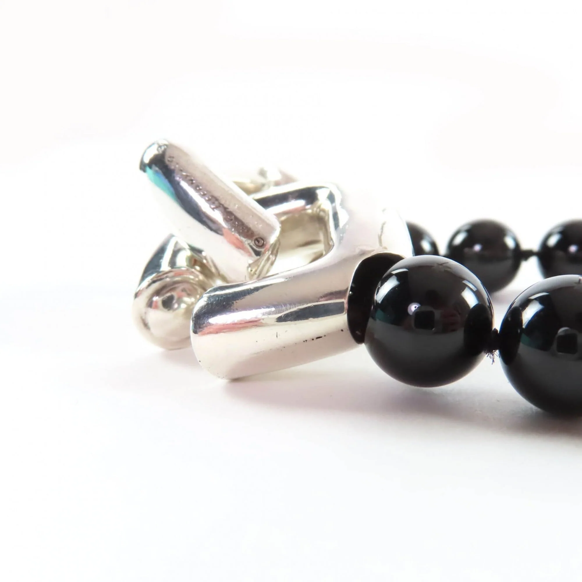Vintage Pendant Necklace Sterling Silver with Onyx - Image 5