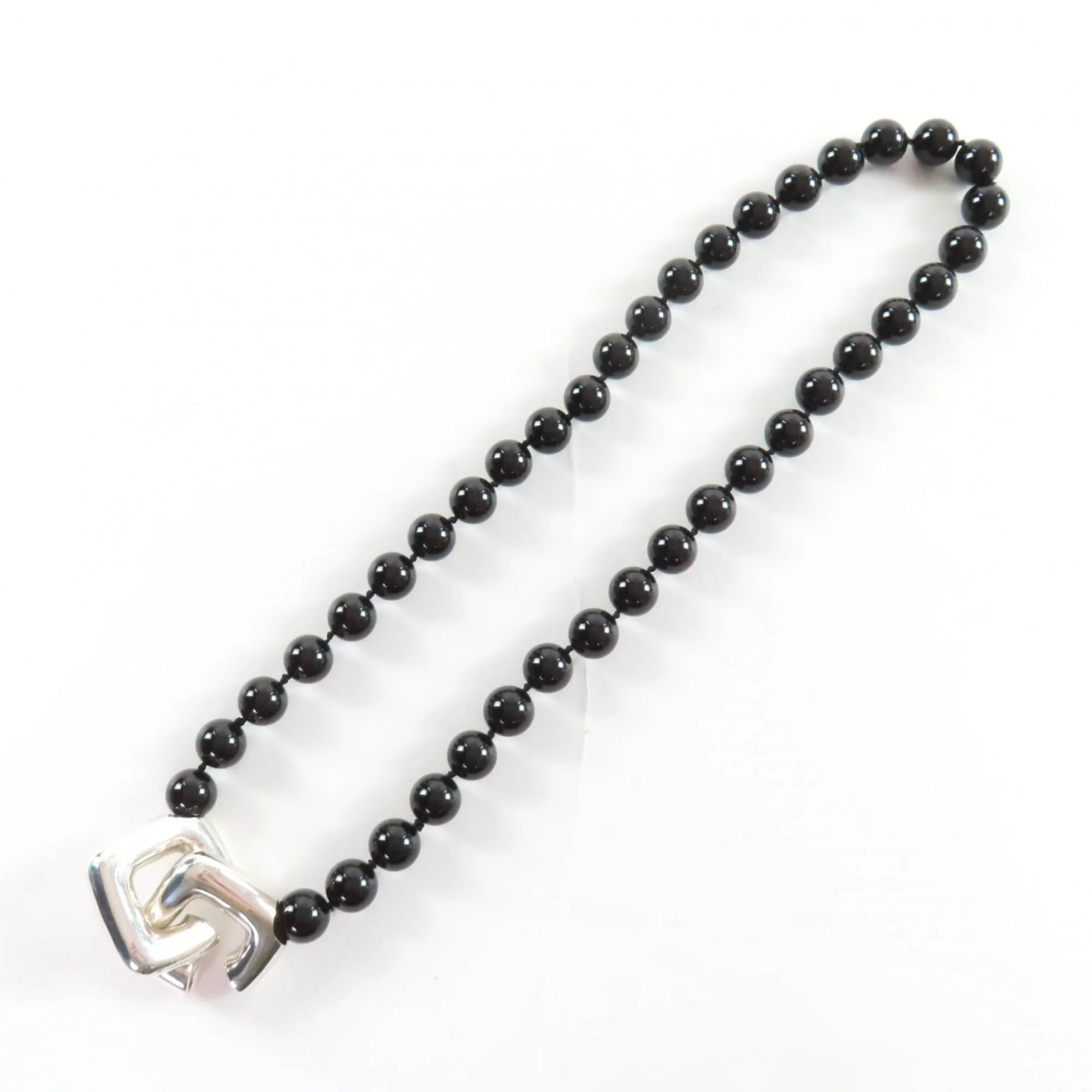 Vintage Pendant Necklace Sterling Silver with Onyx - Image 6