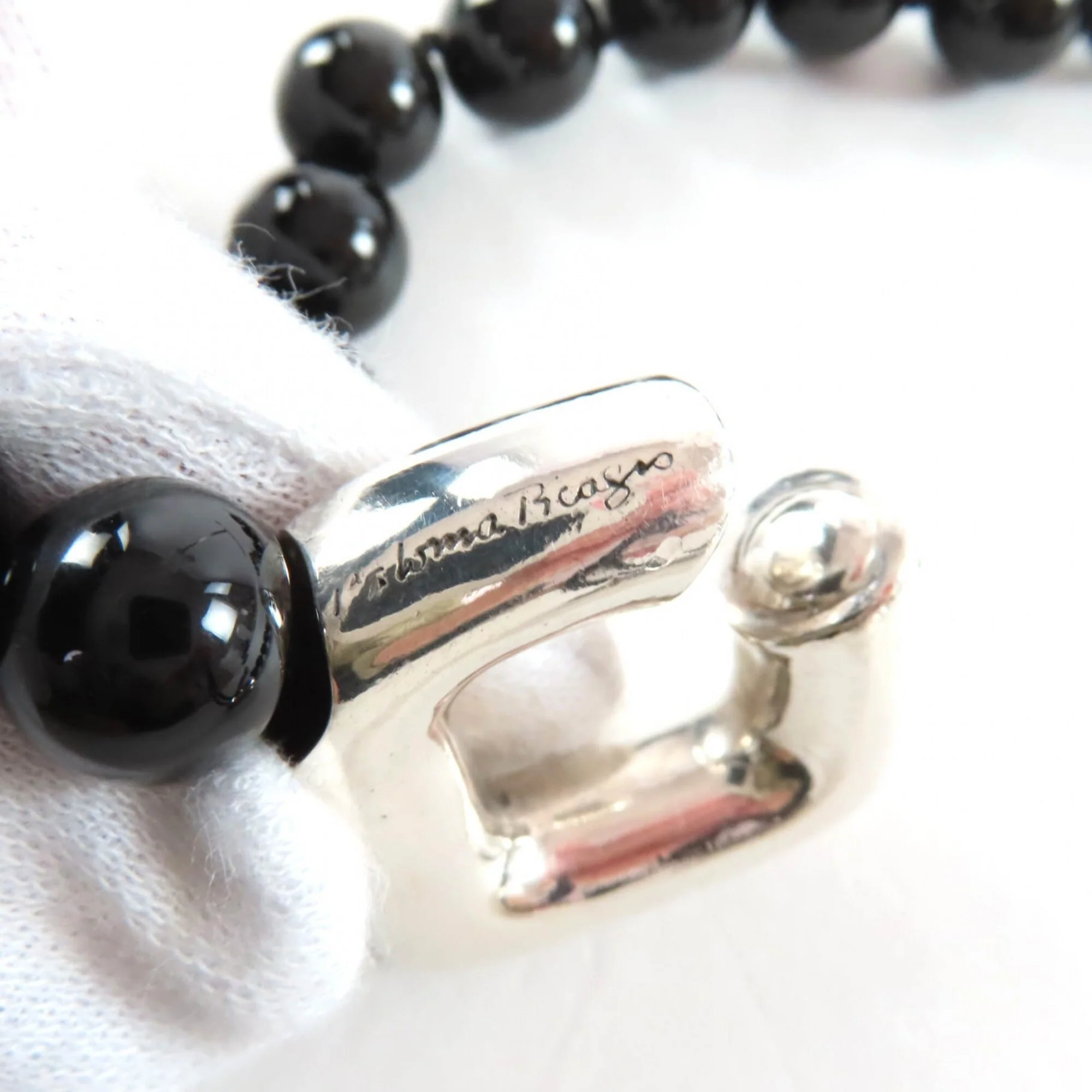 Vintage Pendant Necklace Sterling Silver with Onyx - Image 9