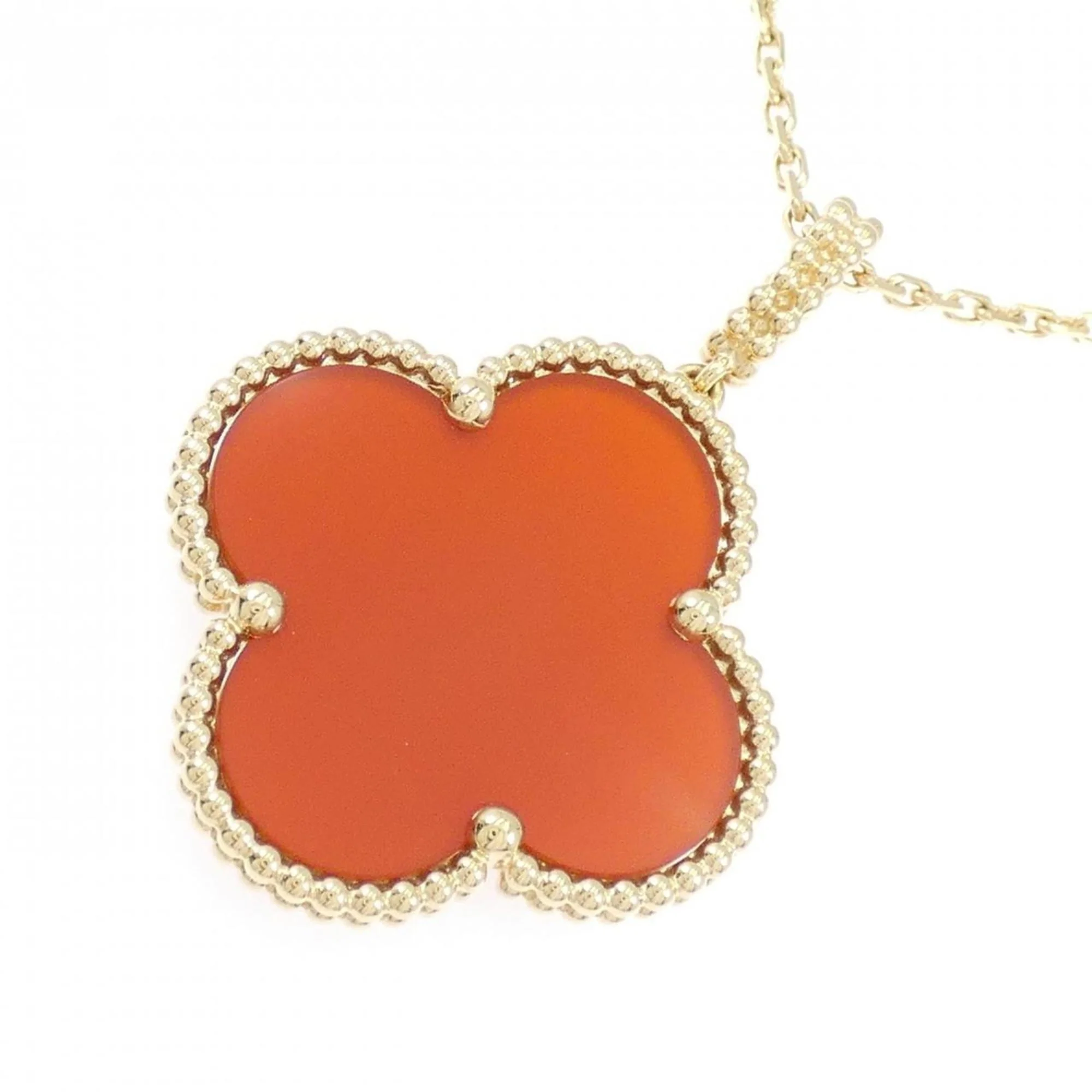 Alhambra Pendant Necklace 18K Yellow Gold and Carnelian - Image 3