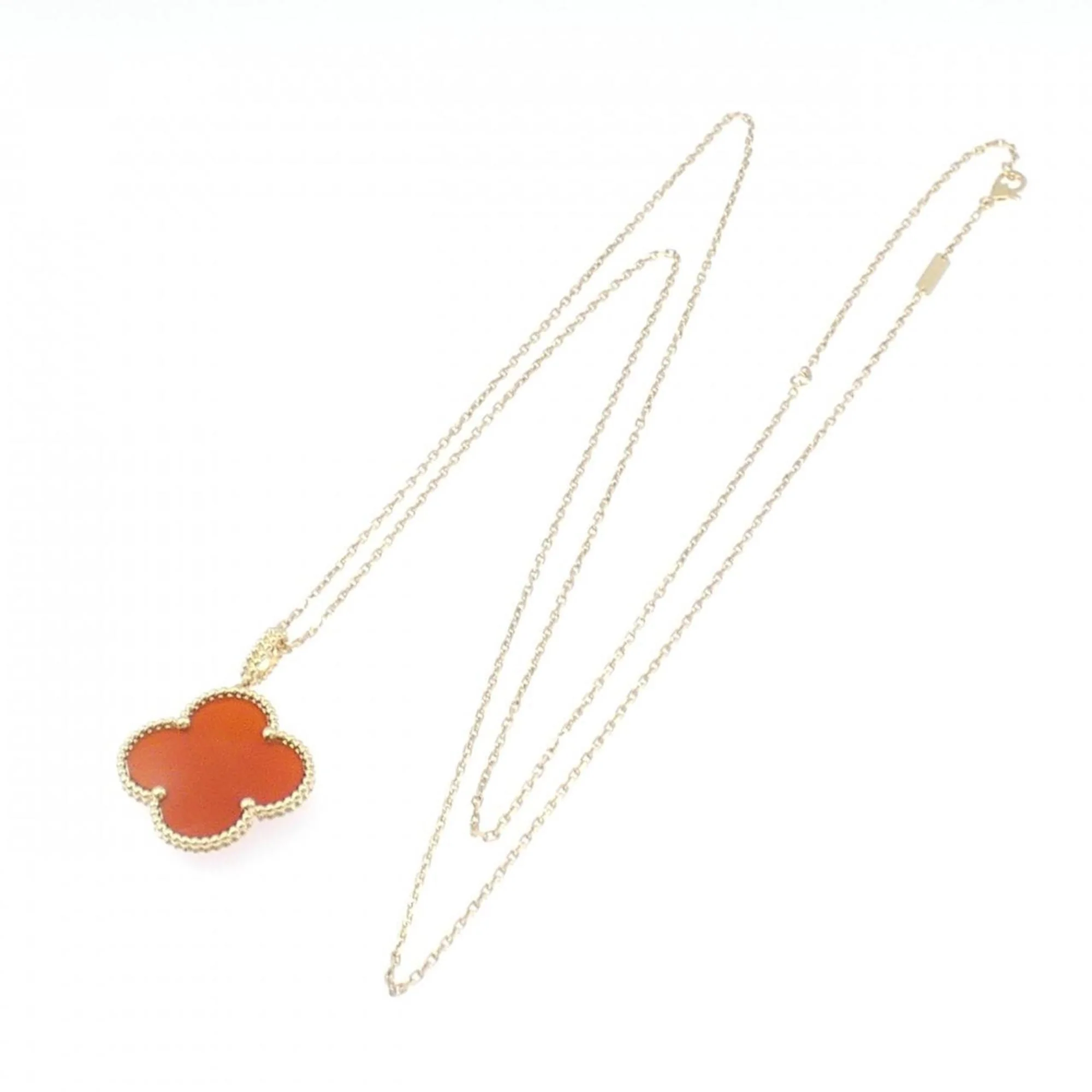 Alhambra Pendant Necklace 18K Yellow Gold and Carnelian - Image 5