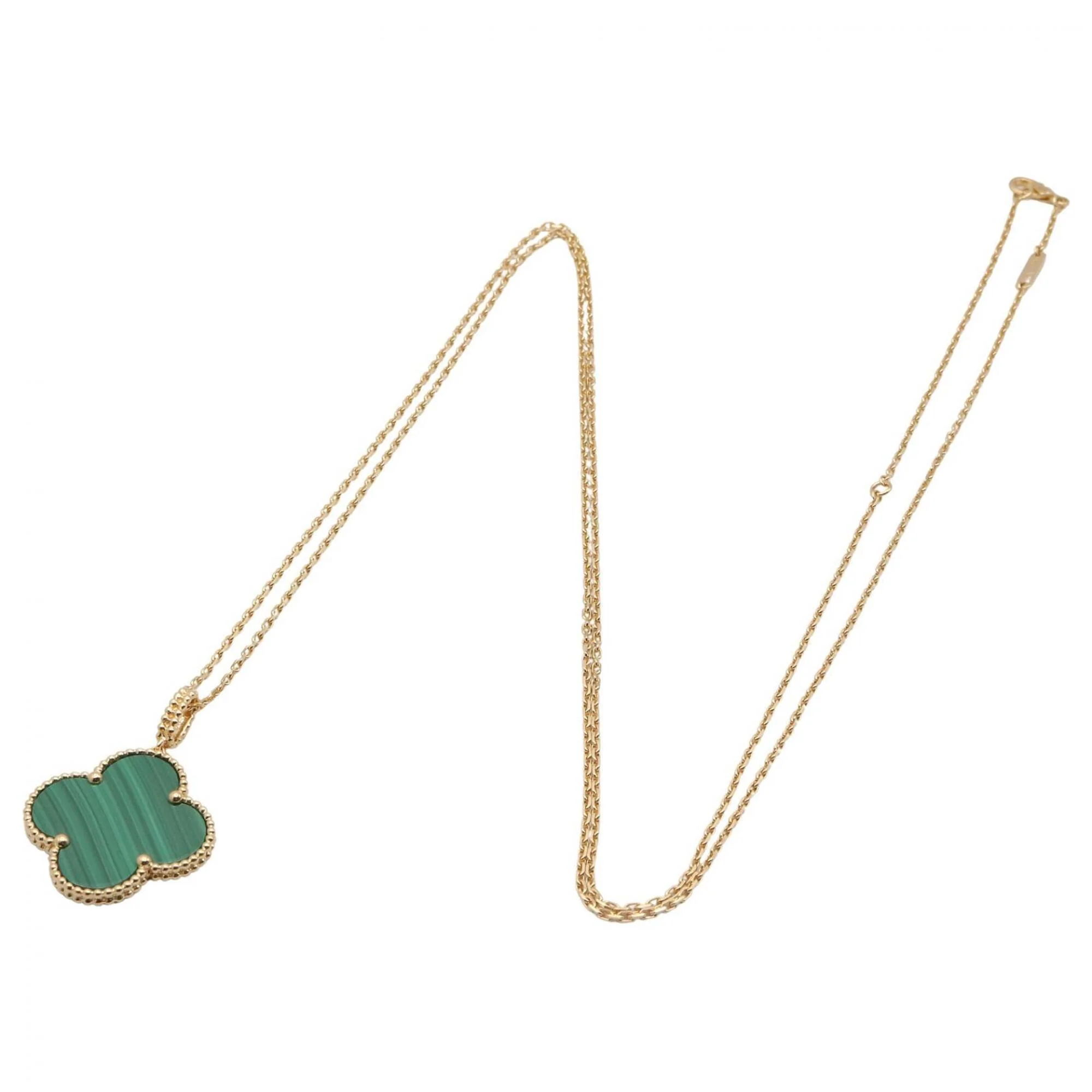 Alhambra Pendant Necklace 18K Yellow Gold and Malachite - Image 2