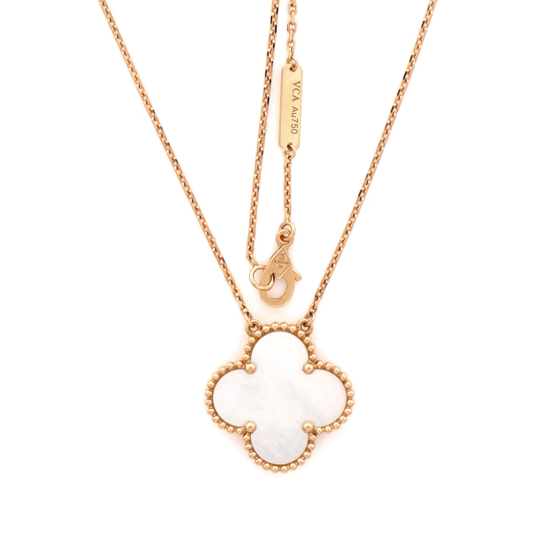 Ginza Edition Magic Alhambra Pendant Necklace 18K Rose Gold and Mother of Pearl - Image 3