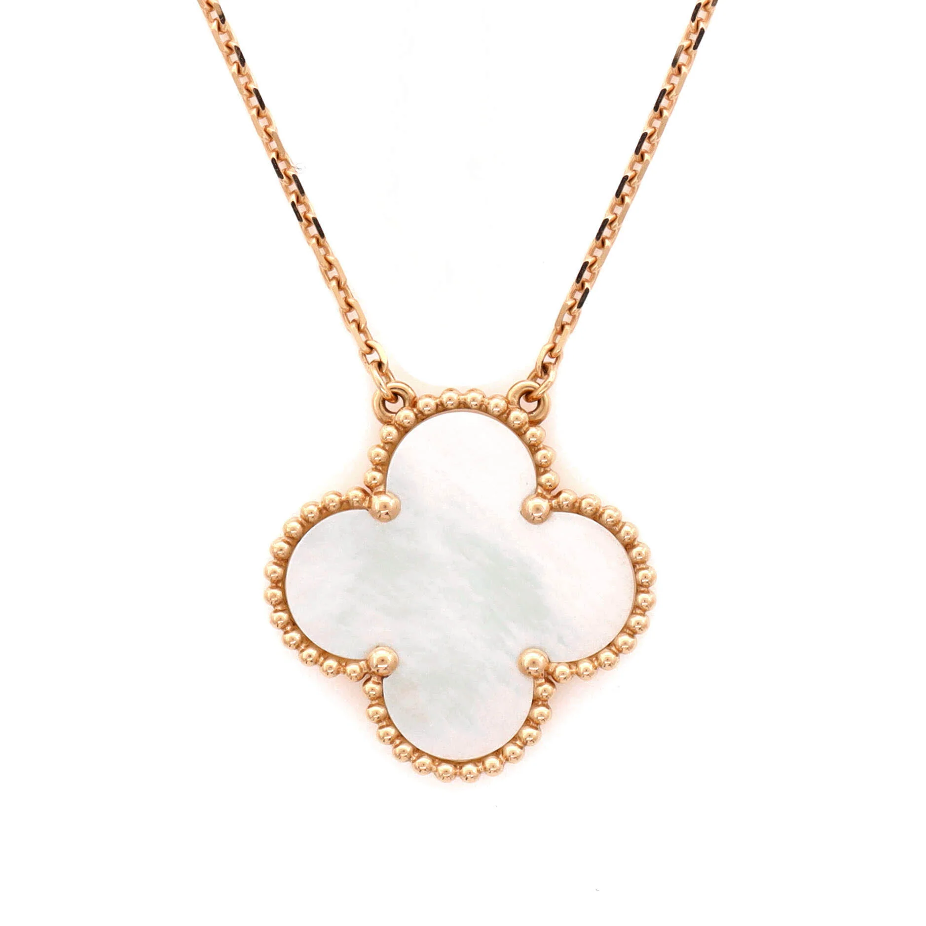 Ginza Edition Magic Alhambra Pendant Necklace 18K Rose Gold and Mother of Pearl - Image 4