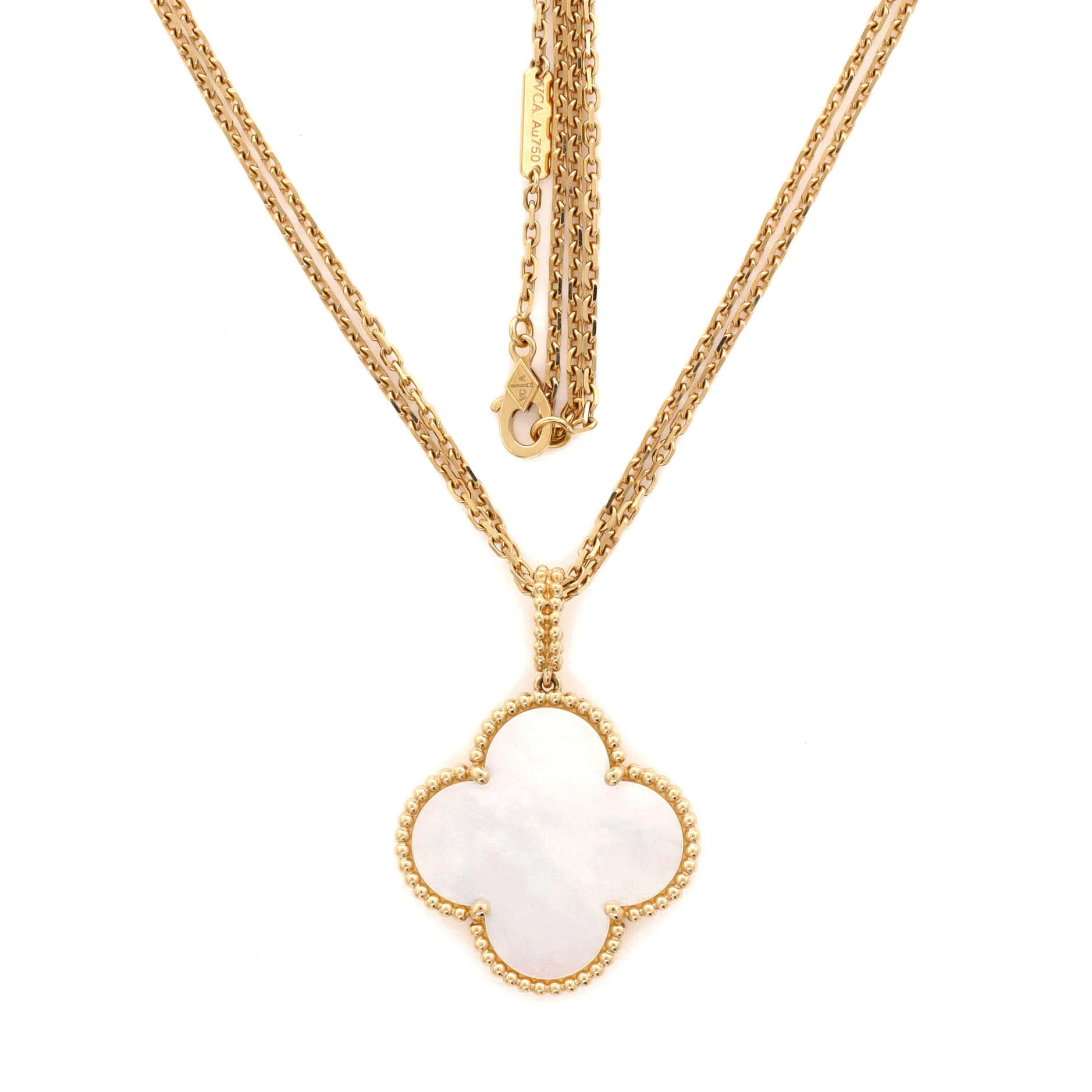 Magic Alhambra Long Necklace 18K Yellow Gold and Mother of Pearl - Image 3