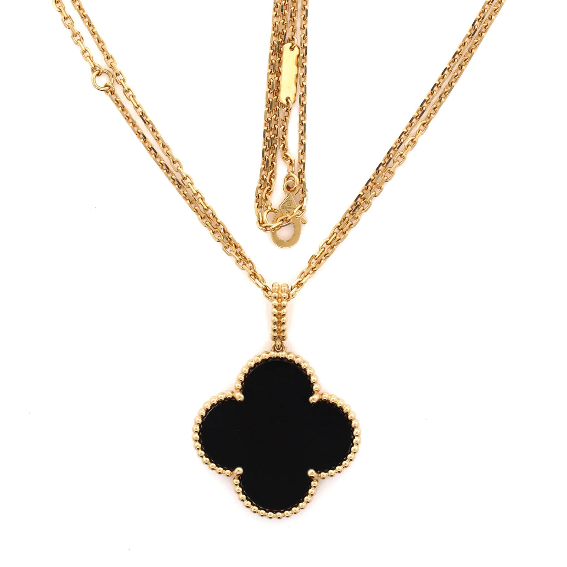Magic Alhambra Long Necklace 18K Yellow Gold and Onyx - Image 3
