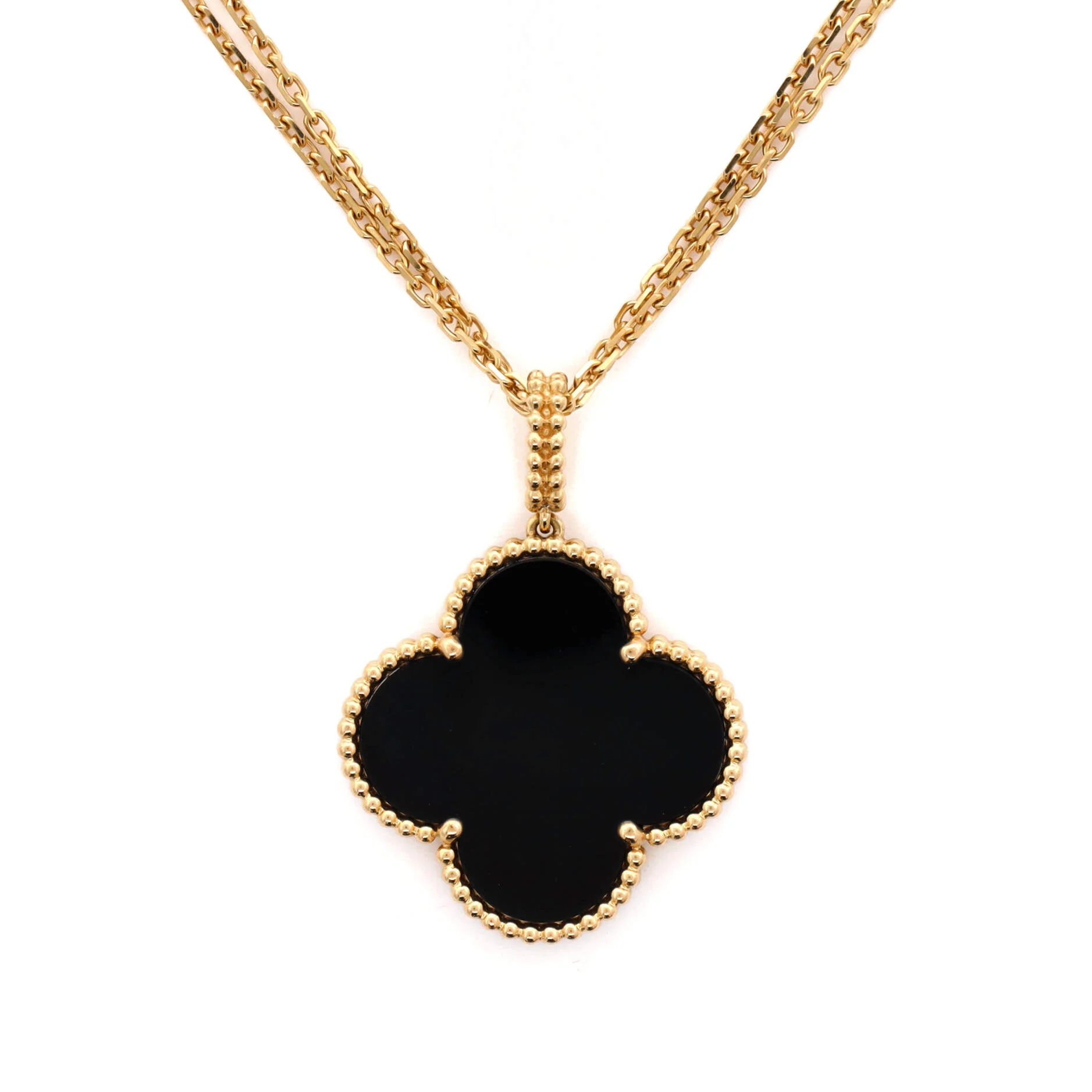 Magic Alhambra Long Necklace 18K Yellow Gold and Onyx - Image 4