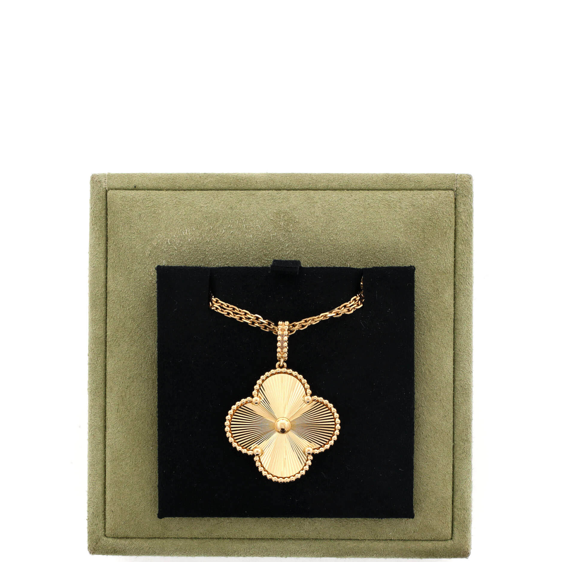 Magic Alhambra Long Necklace Guilloche 18K Yellow Gold - Image 2