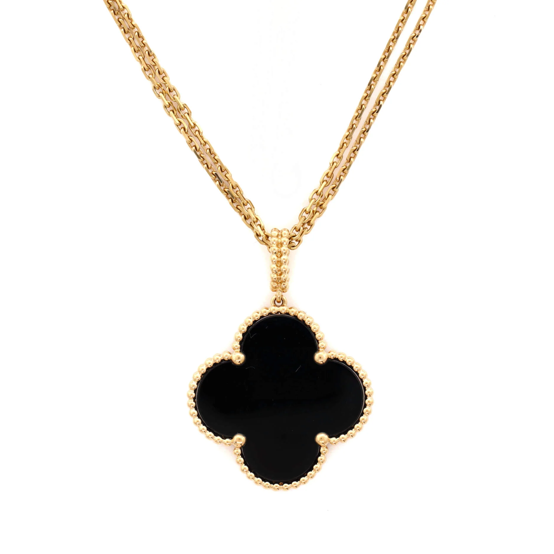 Magic Alhambra Pendant Necklace 18K Yellow Gold and Onyx - Image 4