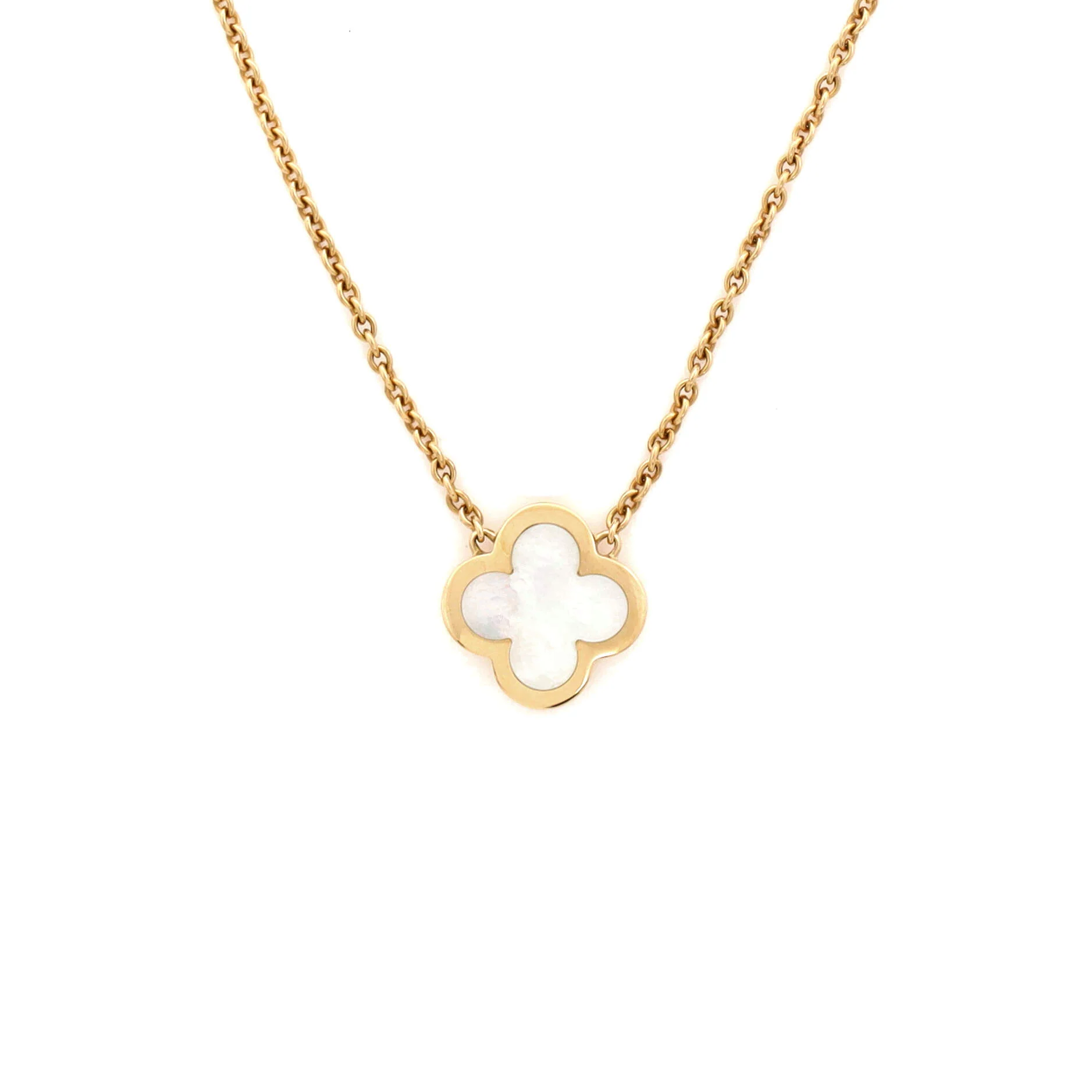 Pure Alhambra Pendant Necklace 18K Yellow Gold and Mother of Pearl