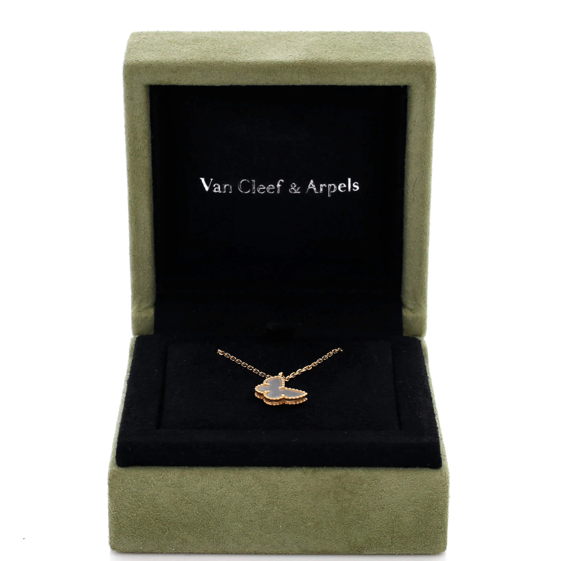 Sweet Alhambra Butterfly Pendant Necklace 18K Yellow Gold and Mother of Pearl - Image 2