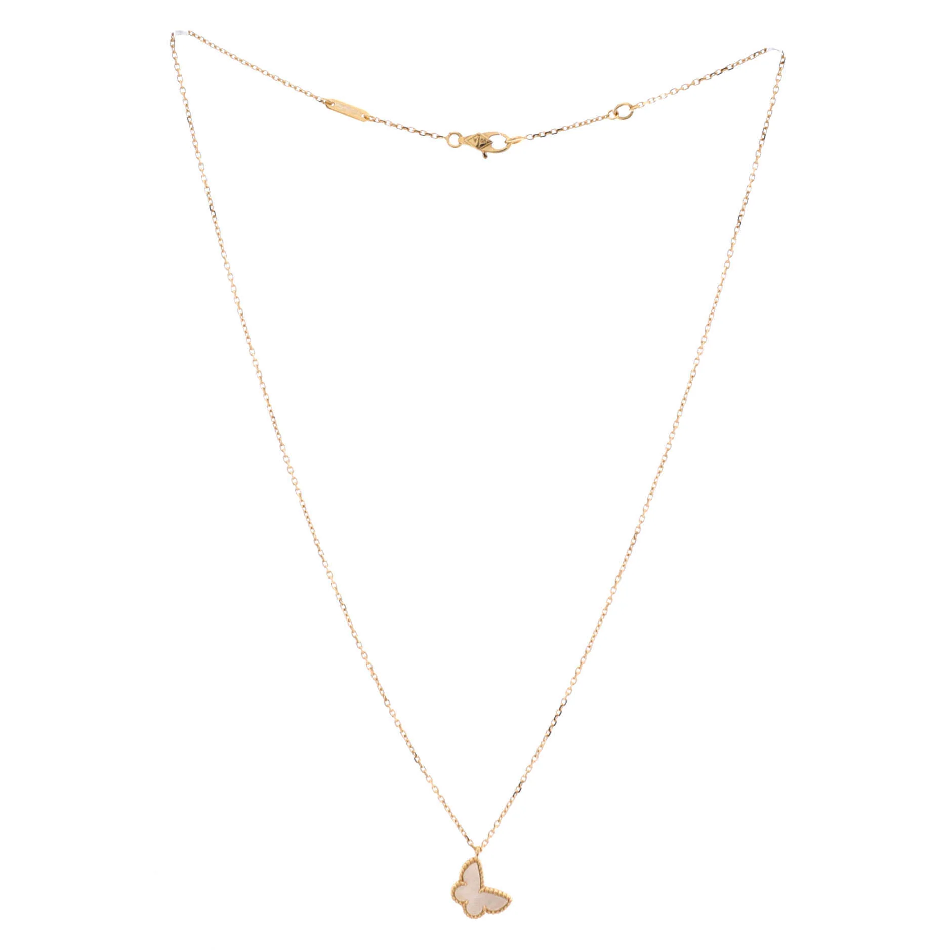 Sweet Alhambra Butterfly Pendant Necklace 18K Yellow Gold and Mother of Pearl - Image 3
