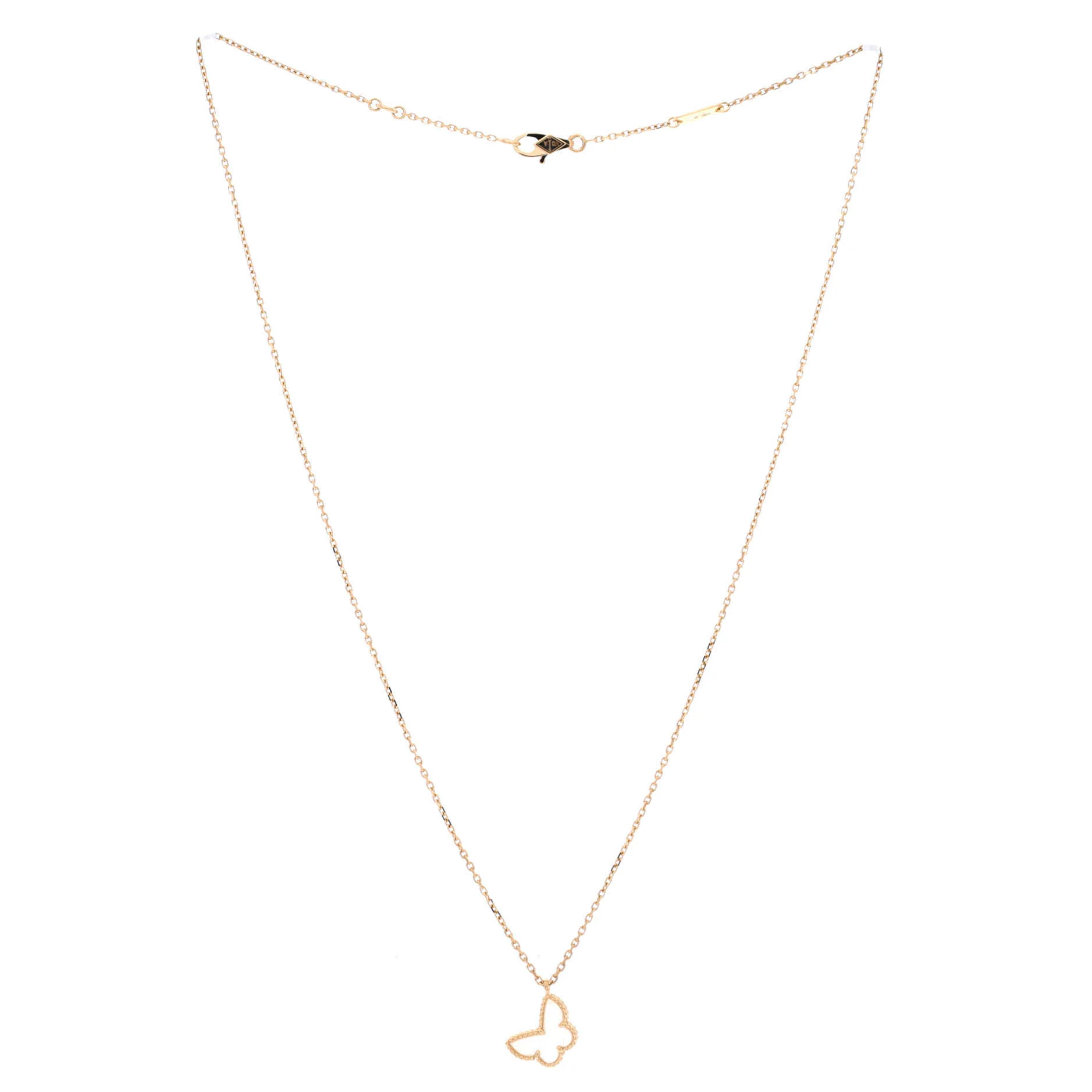 Sweet Alhambra Butterfly Pendant Necklace 18K Yellow Gold and Mother of Pearl - Image 3