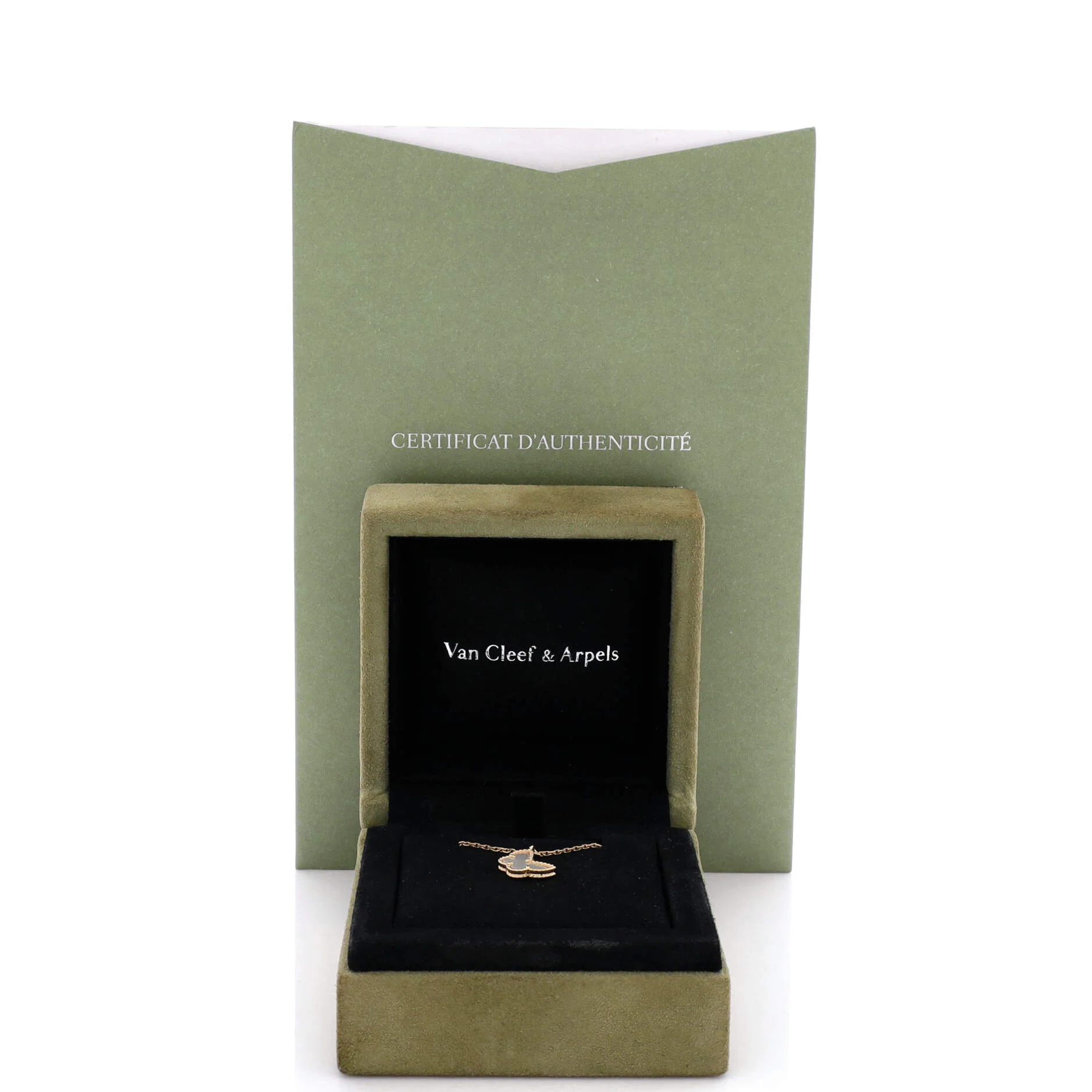 Sweet Alhambra Butterfly Pendant Necklace 18K Yellow Gold and Mother of Pearl - Image 2