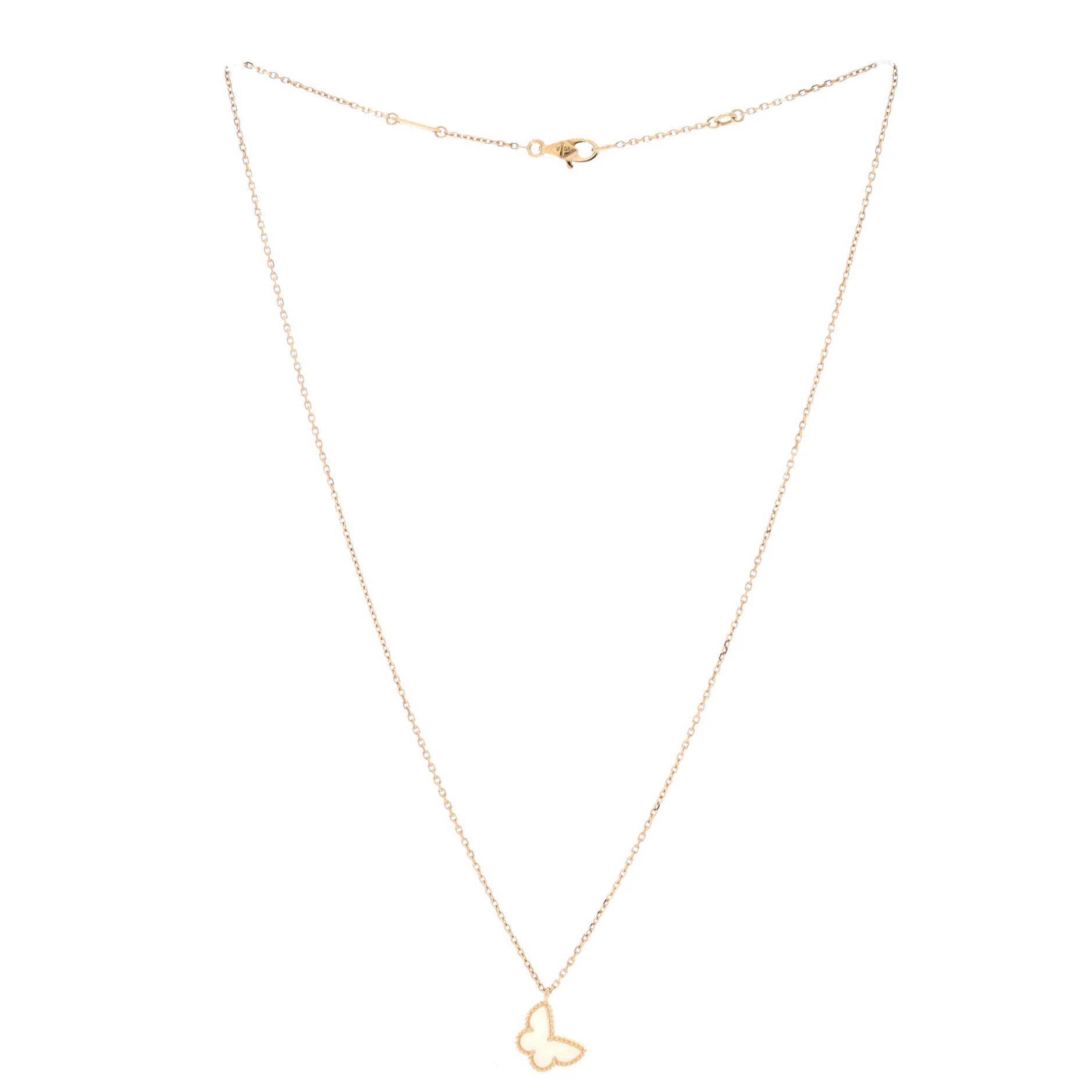 Sweet Alhambra Butterfly Pendant Necklace 18K Yellow Gold and Mother of Pearl - Image 3