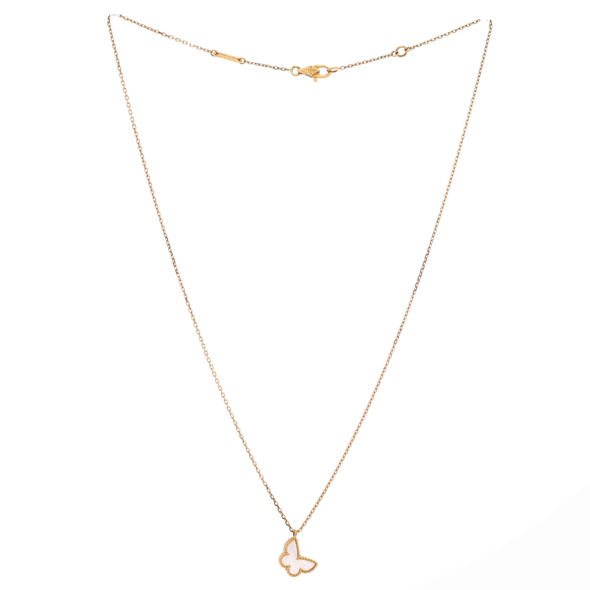 Sweet Alhambra Butterfly Pendant Necklace 18K Yellow Gold and Mother of Pearl - Image 2