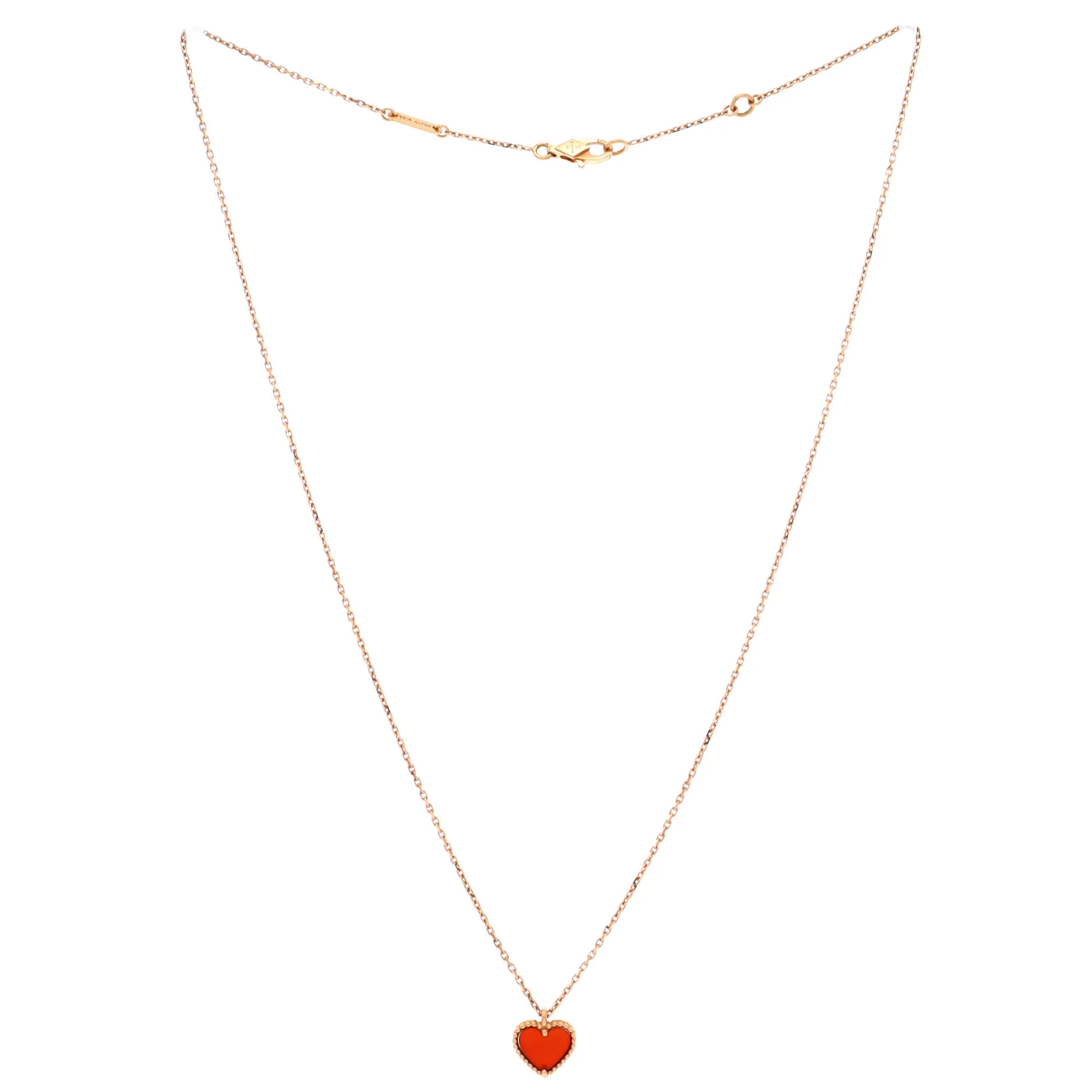 Sweet Alhambra Heart Pendant Necklace 18K Rose Gold and Carnelian - Image 3