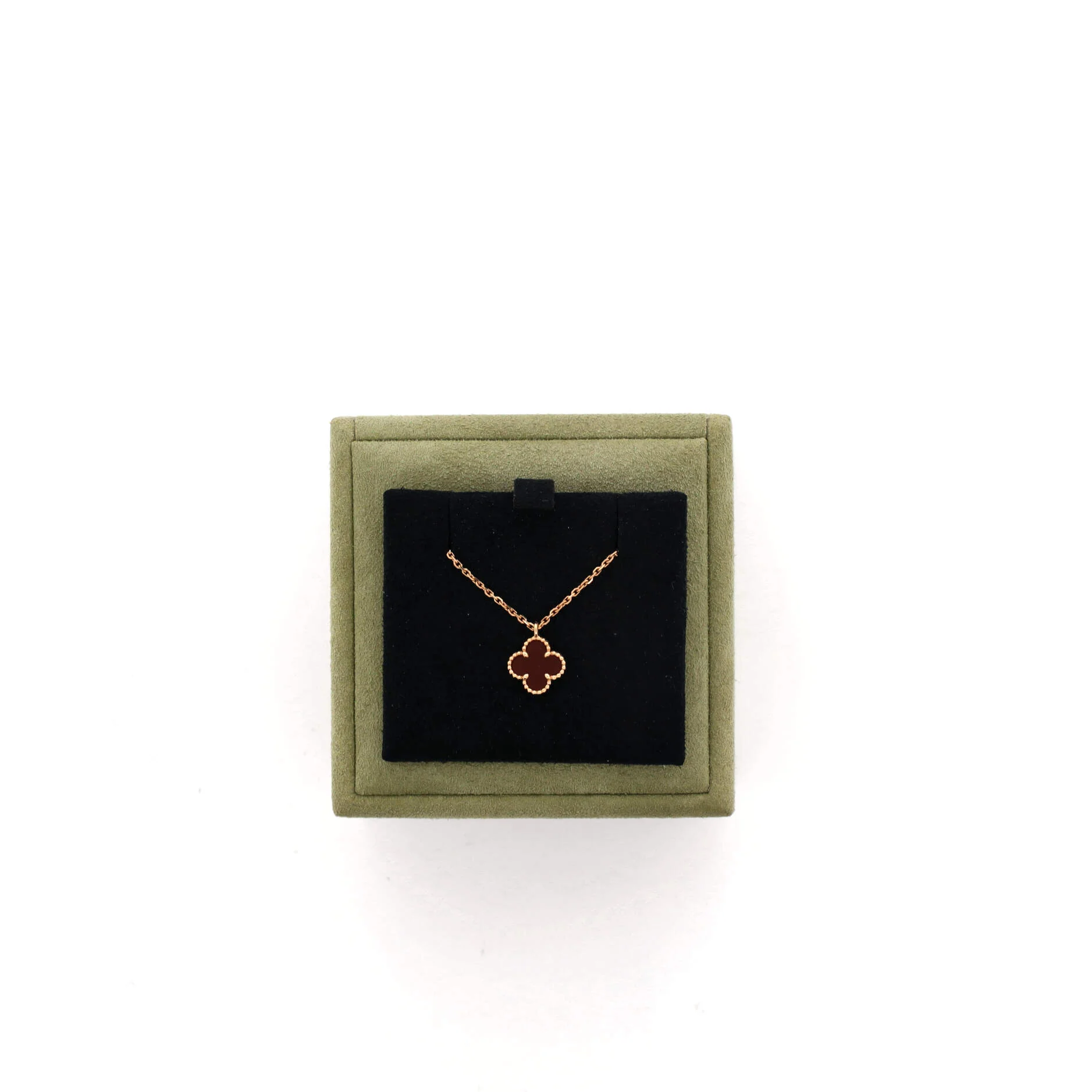 Sweet Alhambra Pendant Necklace 18K Rose Gold and Carnelian - Image 2