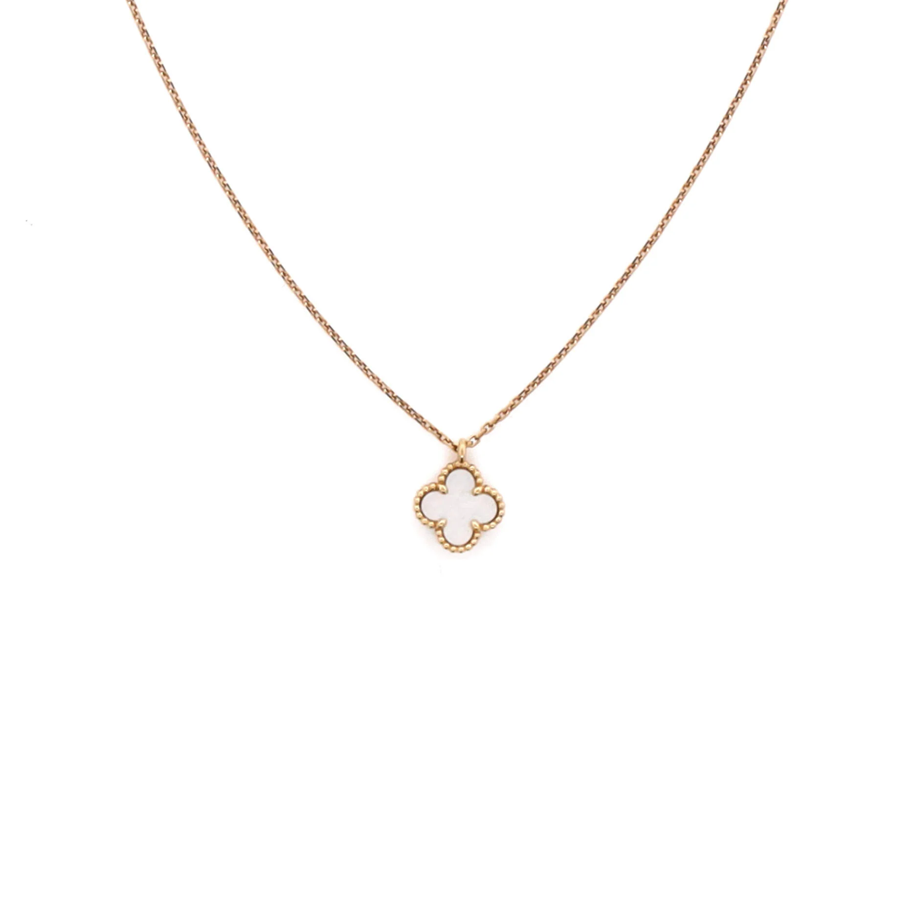 Sweet Alhambra Pendant Necklace 18K Yellow Gold and Mother of Pearl