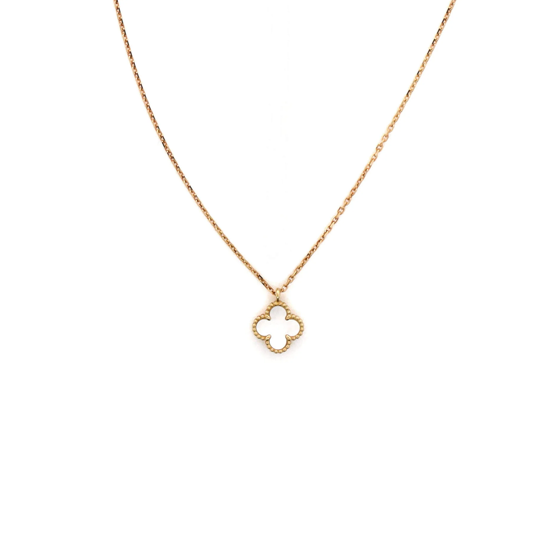 Sweet Alhambra Pendant Necklace 18K Yellow Gold and Mother of Pearl