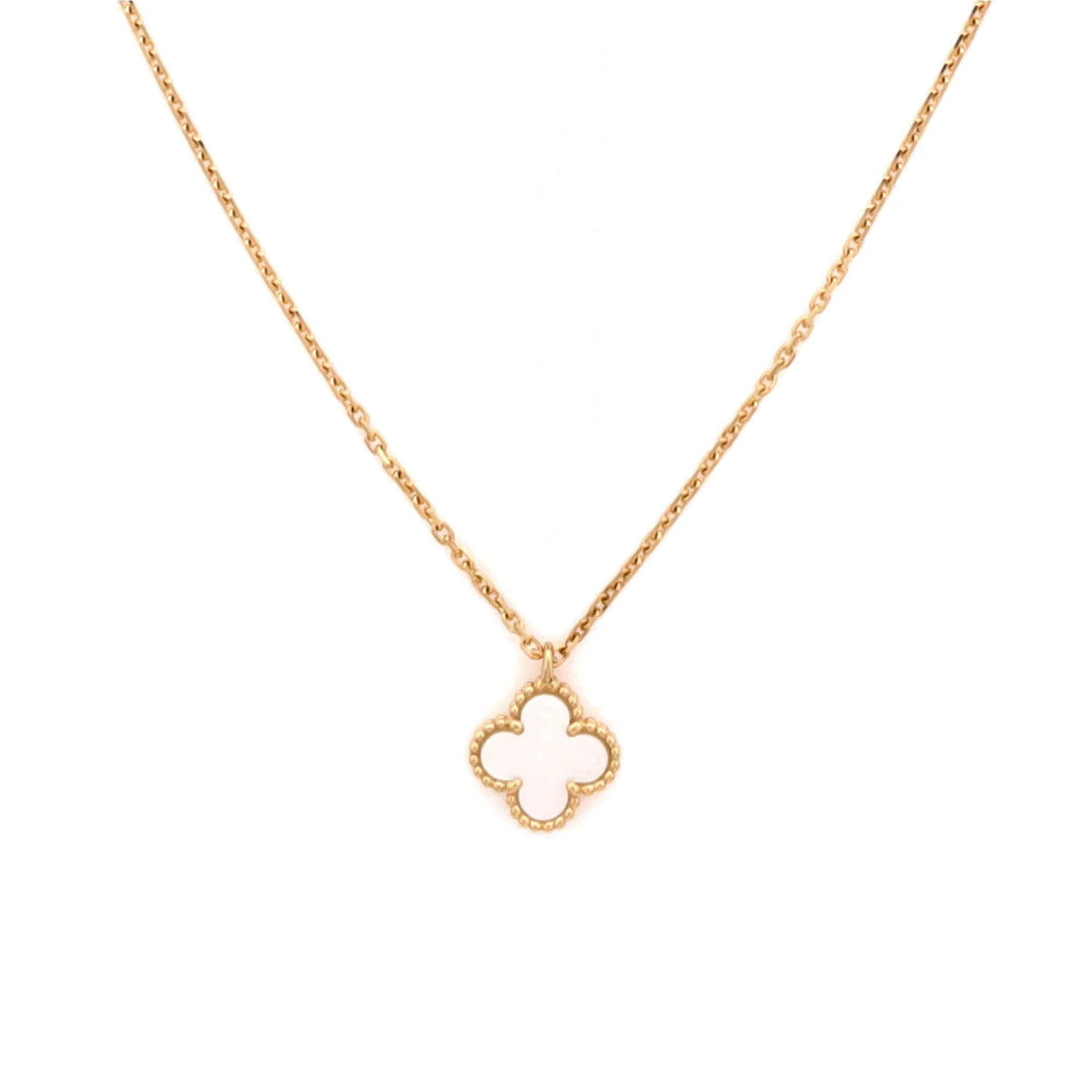 Sweet Alhambra Pendant Necklace 18K Yellow Gold and Mother of Pearl